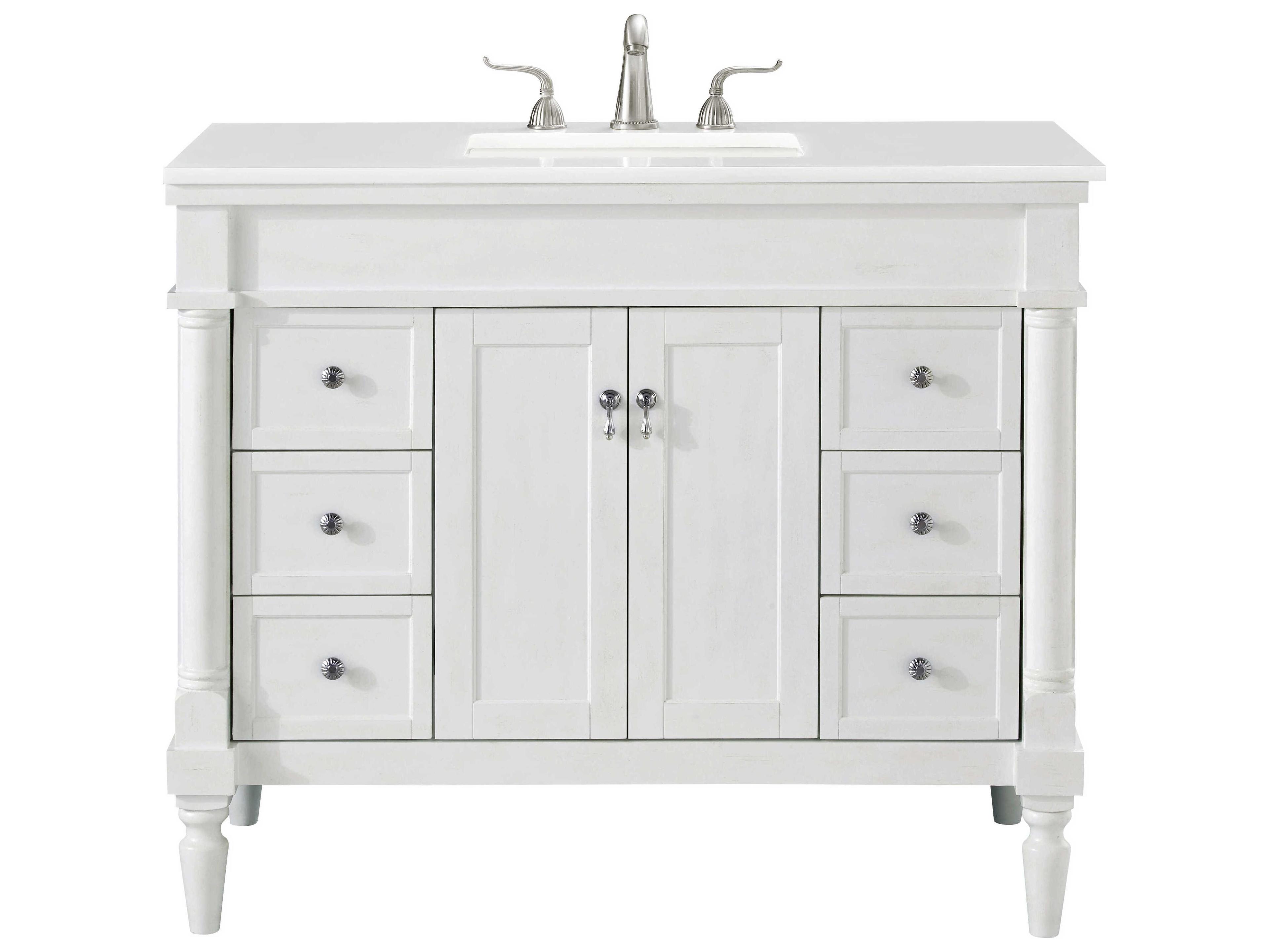 Elegant Lighting Lexington Antique White 42" Vanity
