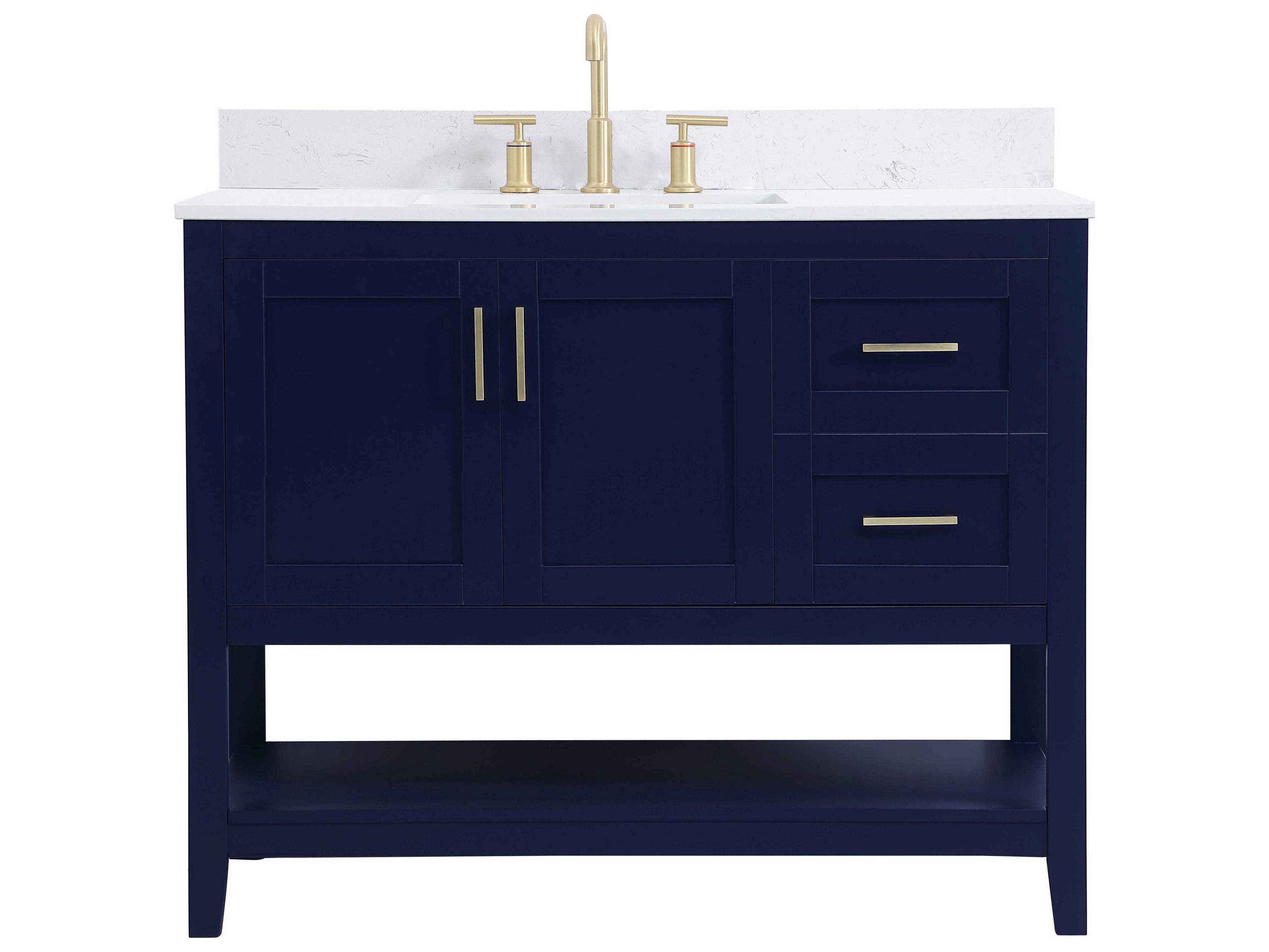 Elegant Lighting Aubrey Blue 42" Vanity with Backsplash
