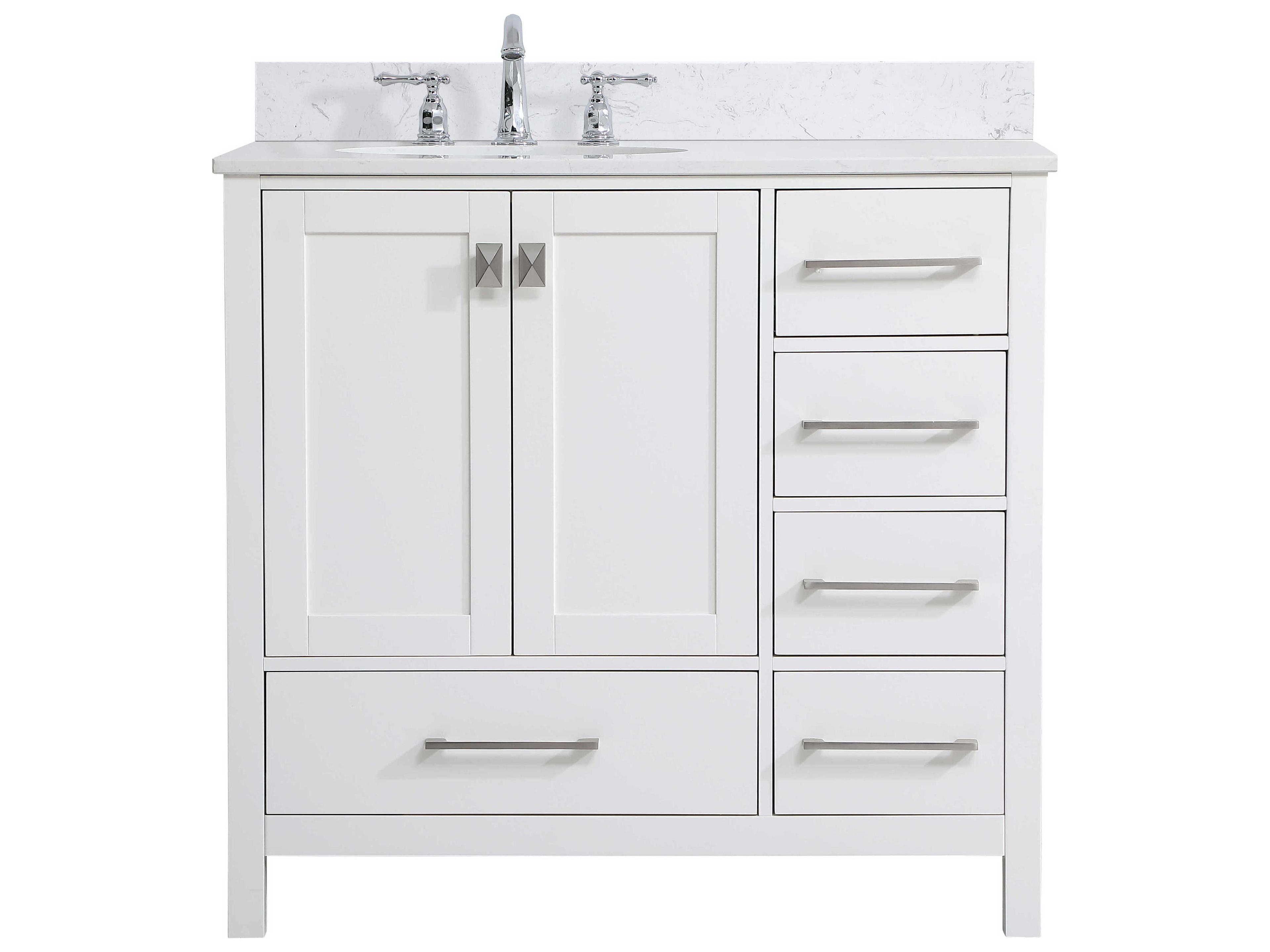 Irene White 36" Vanity with Backsplash