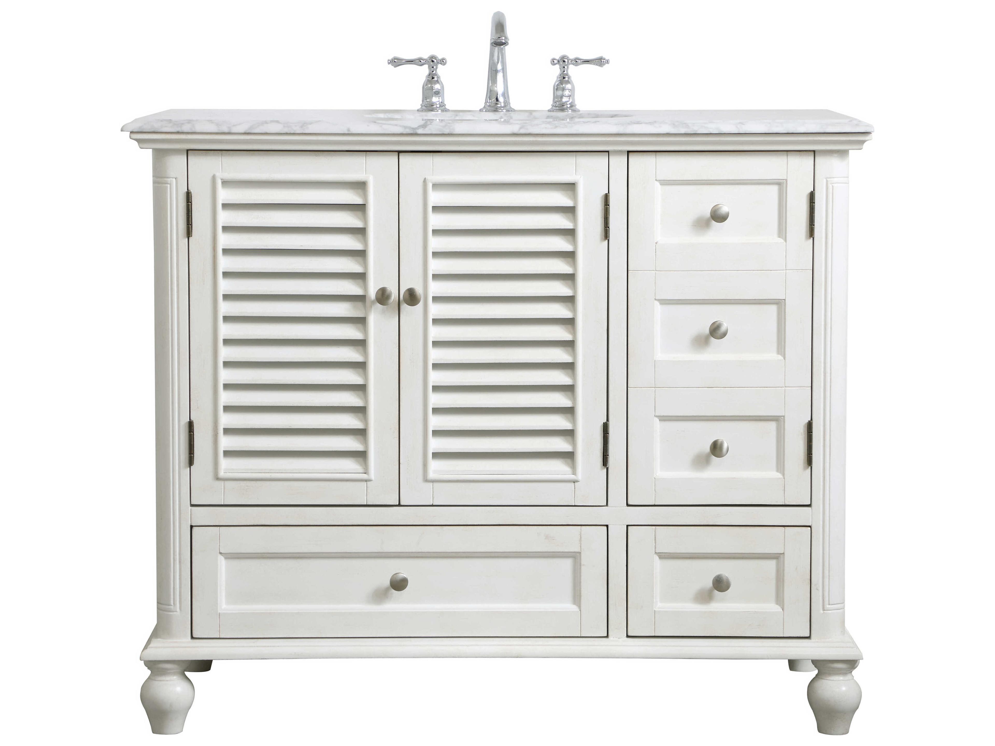 Elegant Lighting Rhodes Antique White 42" Vanity