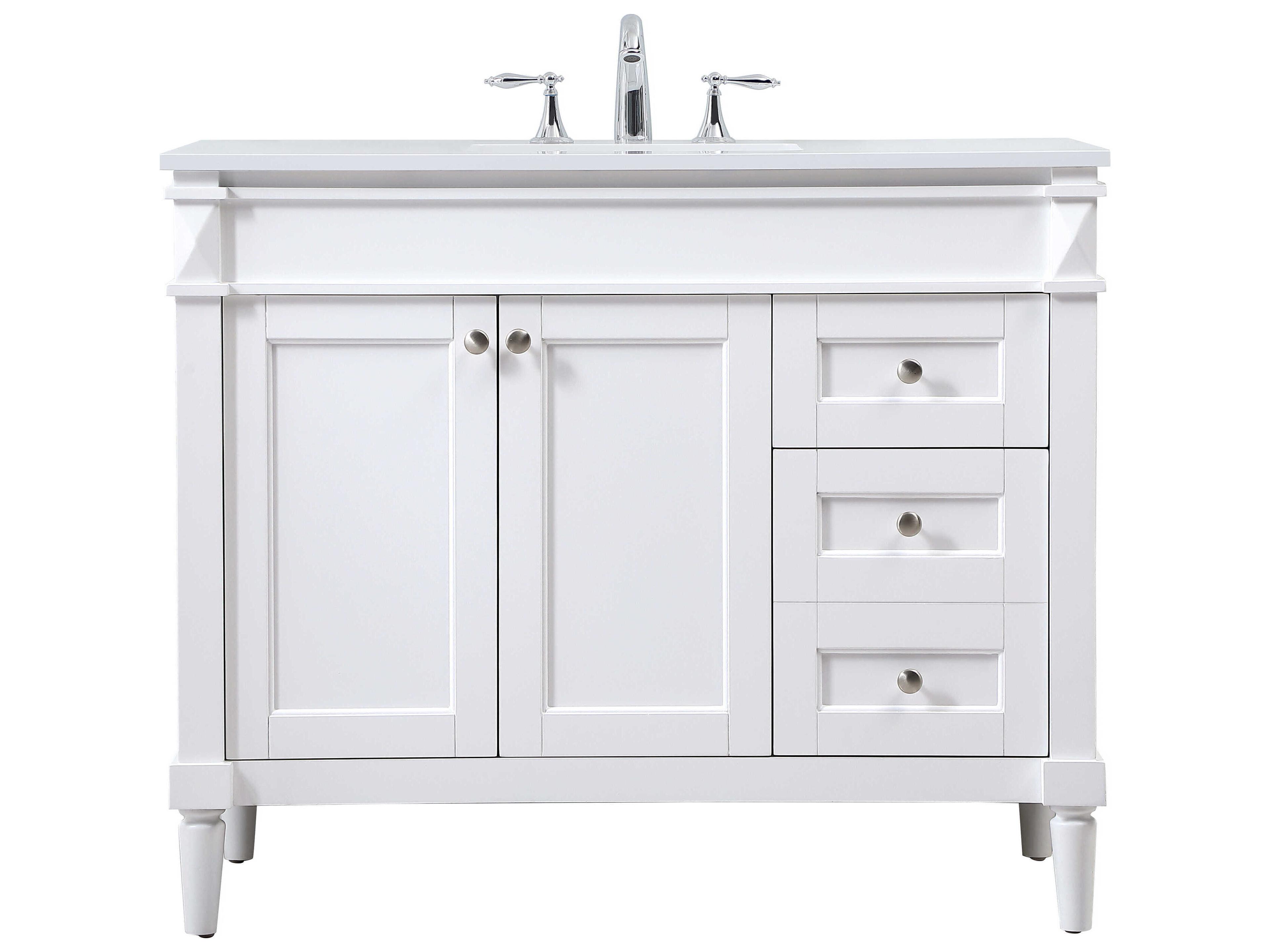 Elegant Lighting Bennett White / Brushed Nickel 42" Vanity