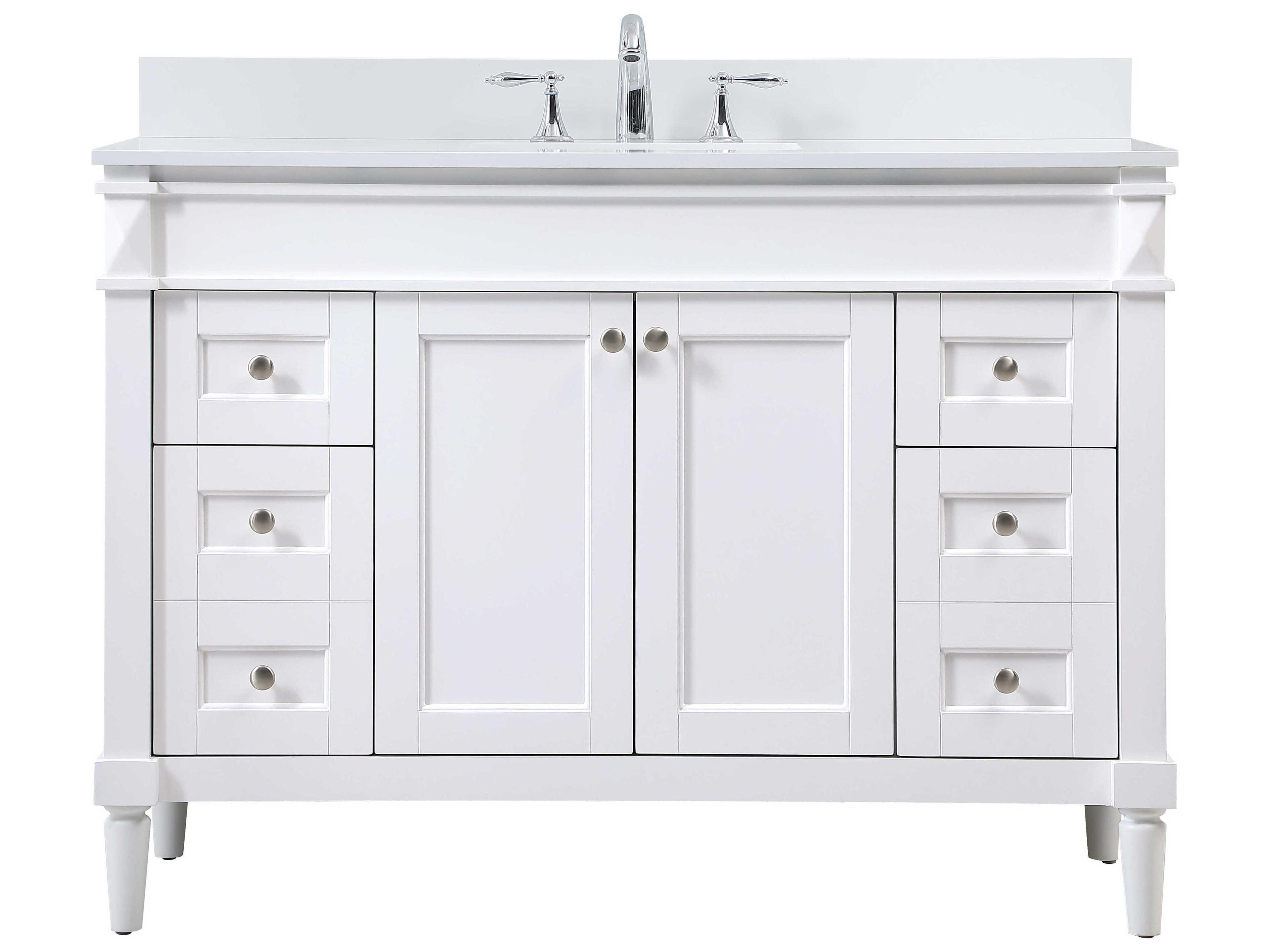 Bennett White / Brushed Nickel 48" Vanity with Backsplash