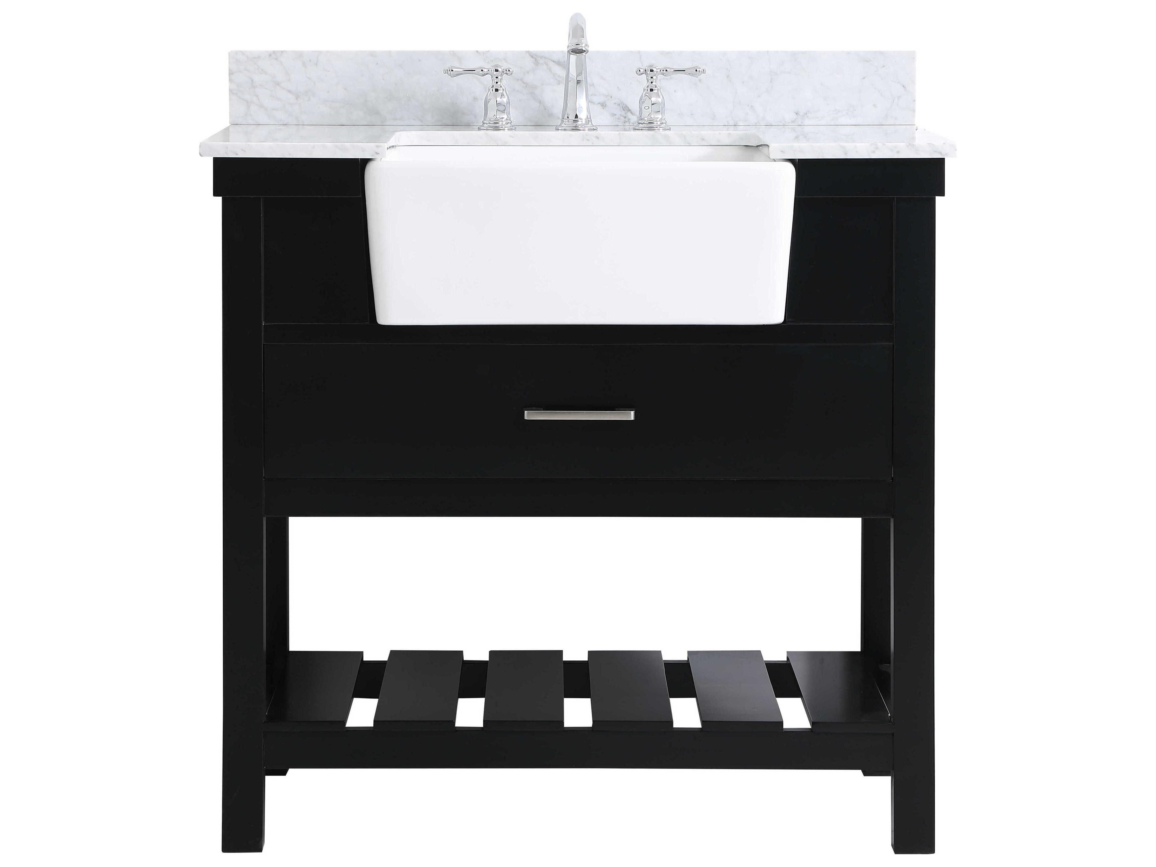 Elegant Lighting Clement Black / Brushed Nickel 36" Vanity with Backsplash