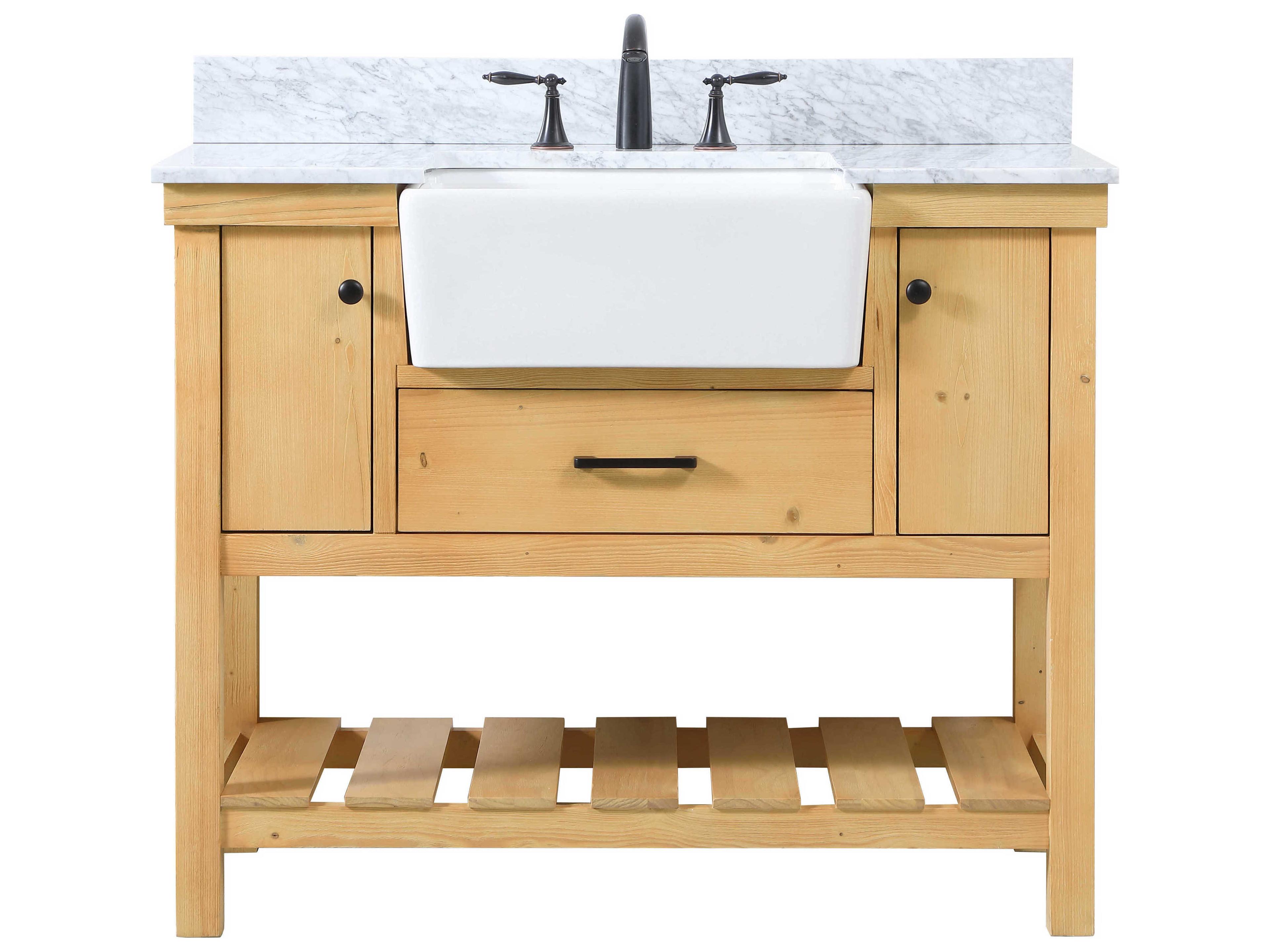 Clement Natural Wood 42" Vanity with Backsplash