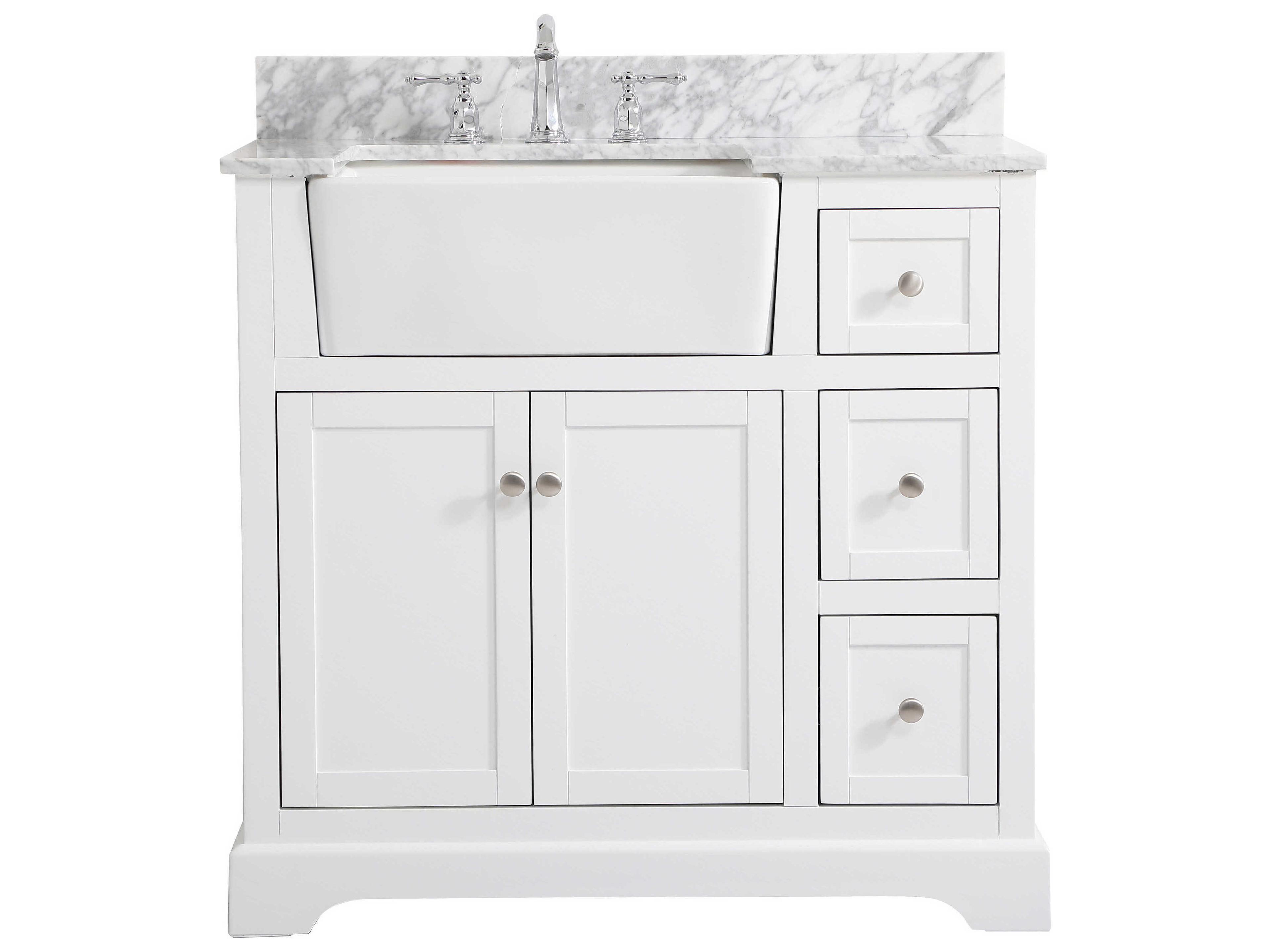Elegant Lighting Franklin White 36" Vanity with Backsplash
