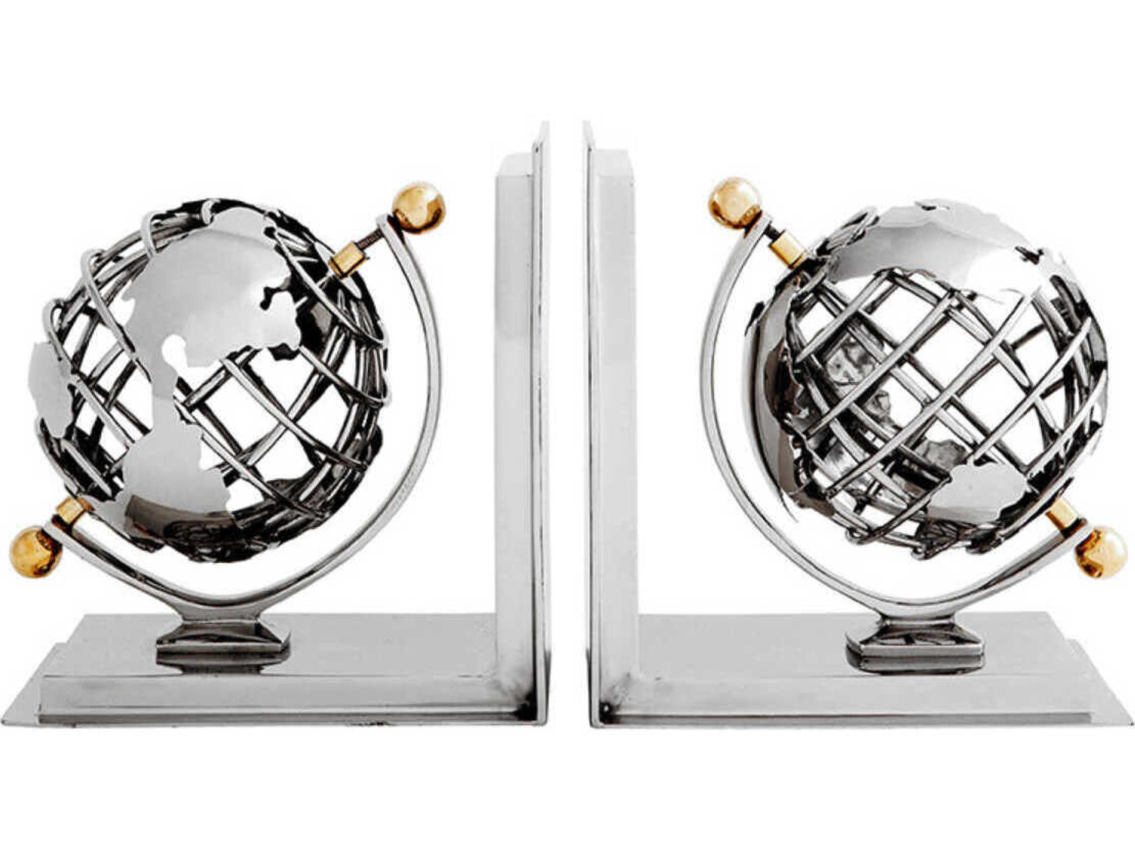 Eichholtz Globe Set of 2 Nickel Polished Brass Bookend