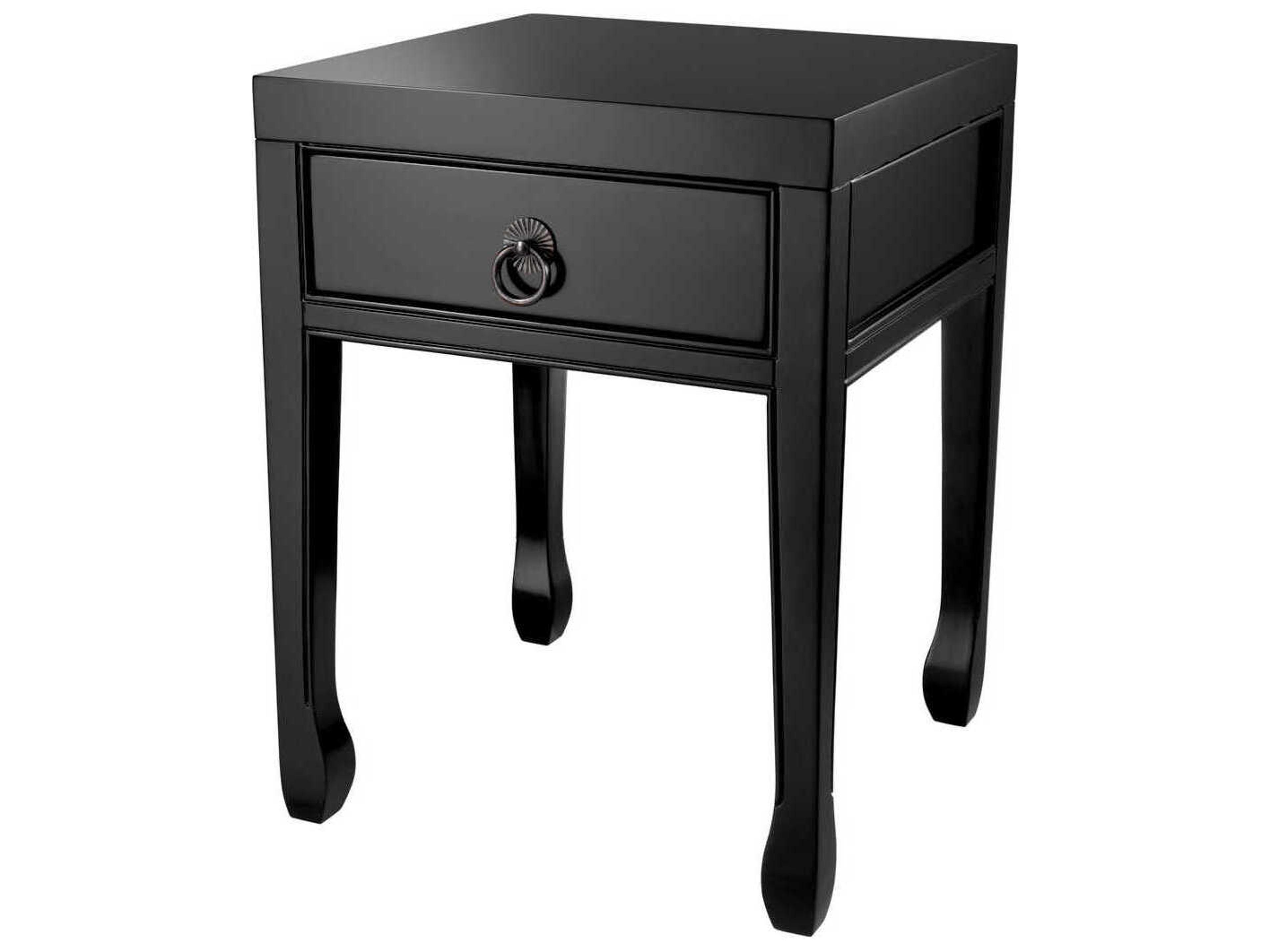 Eichholtz Chinese Low Waxed Black Side Table