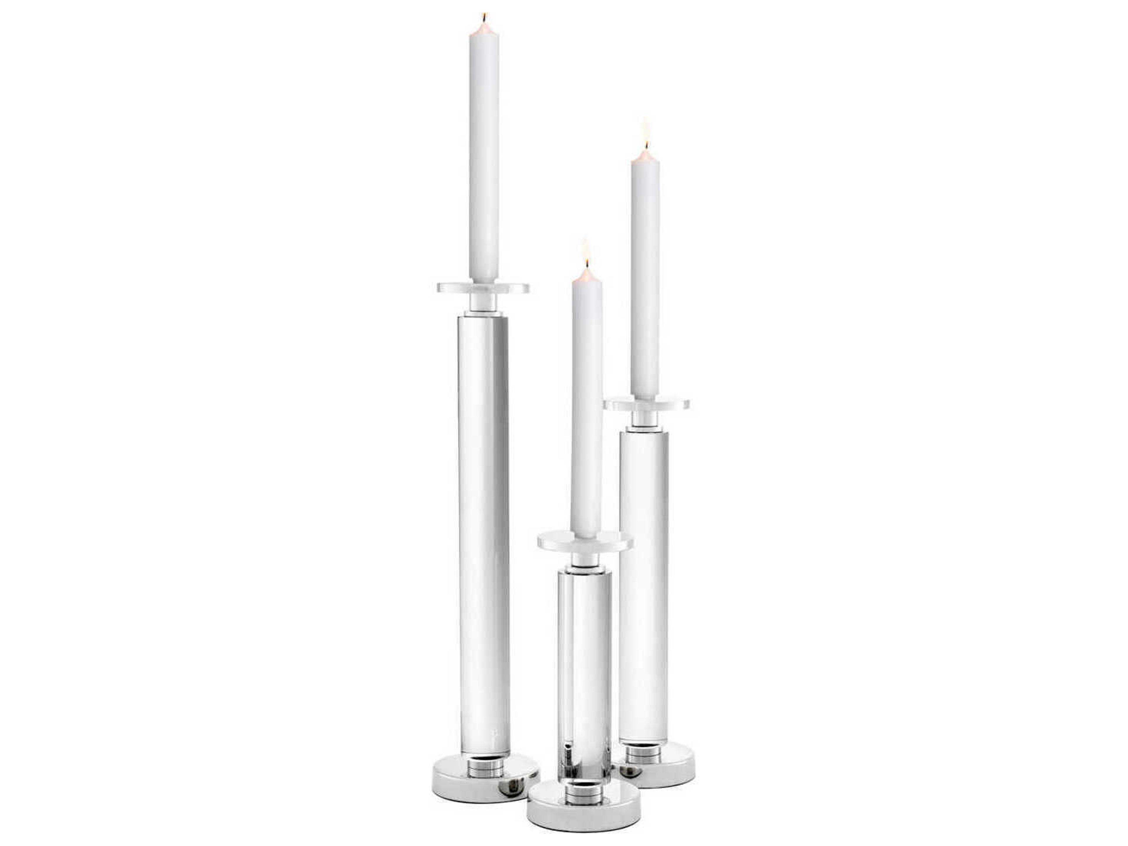 Eichholtz Chapman Nickel Clear Set of 3 Candle Holder