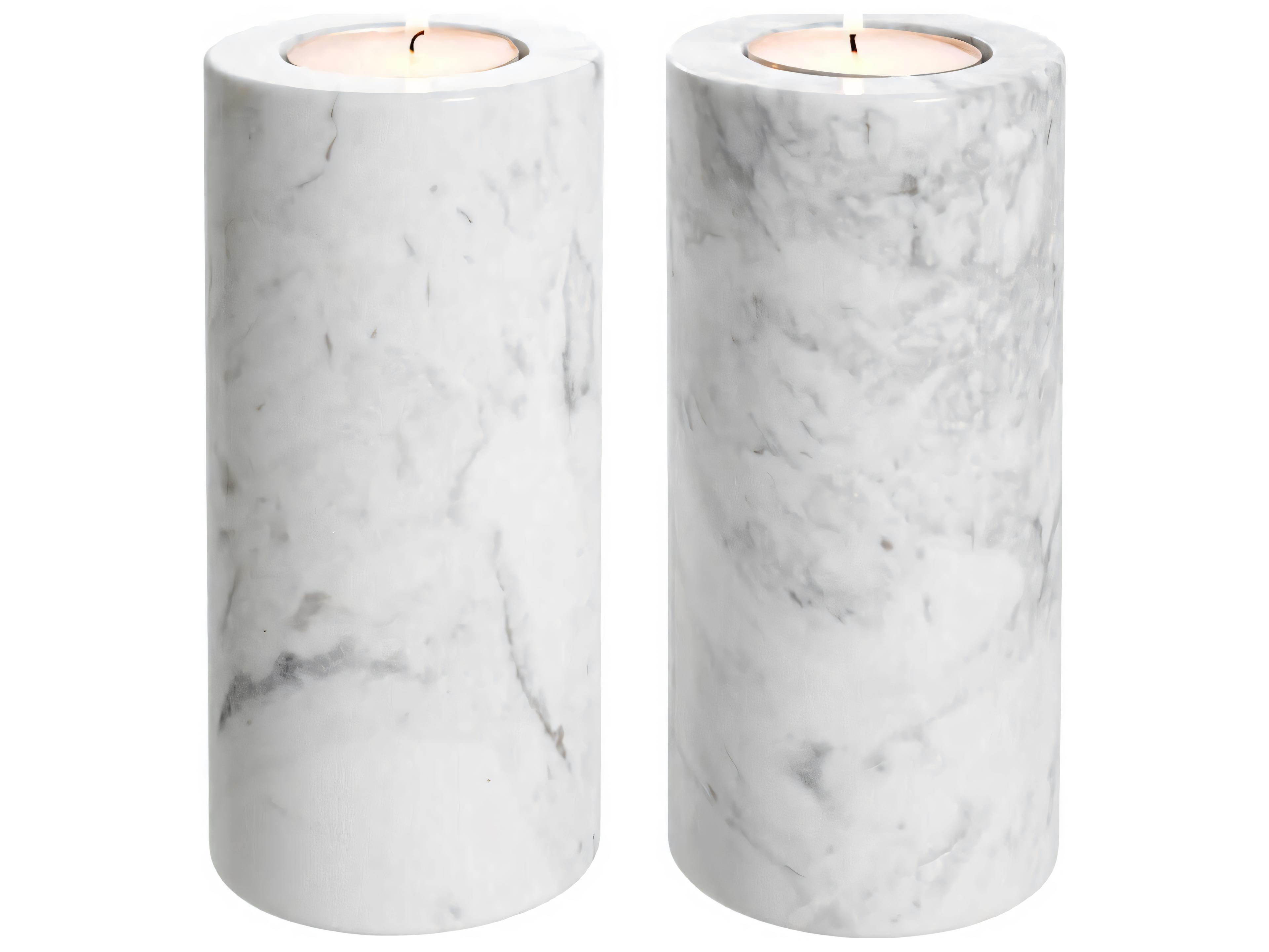 Eichholtz Tobor L White Marble Set of 2 Tealight Holder
