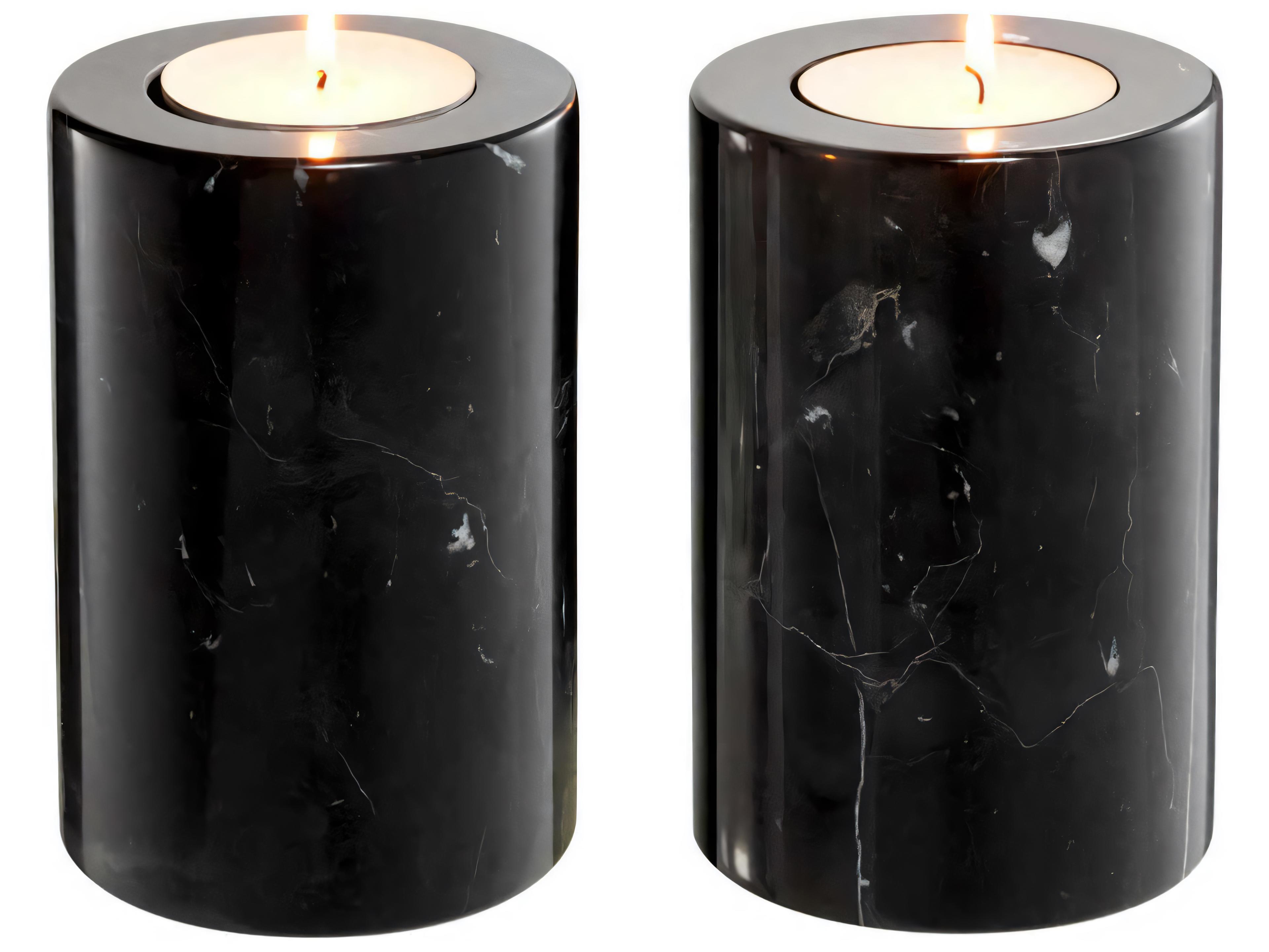 Eichholtz Tobor S Black Marble Set of 2 Tealight Holder