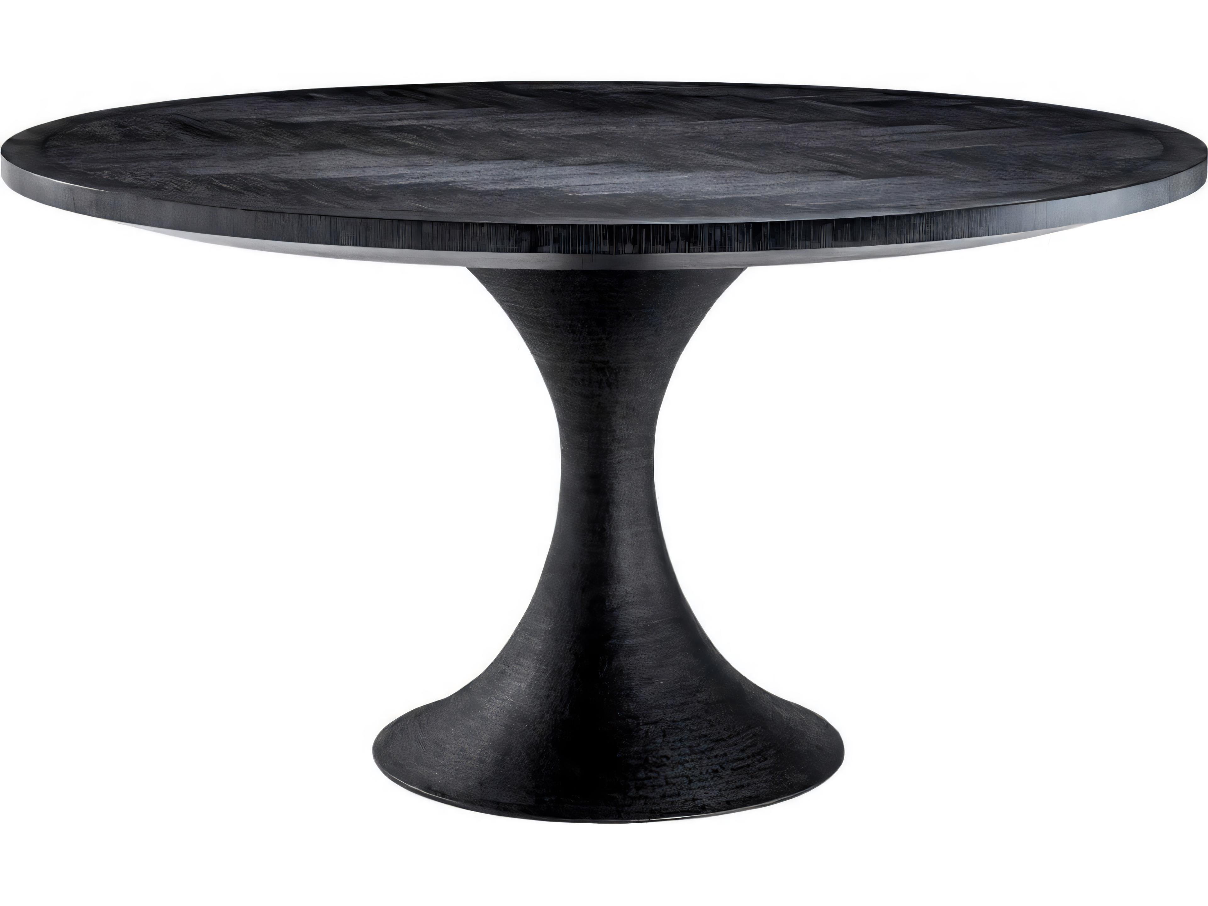 Eichholtz Melchior Round Charcoal Oak Veneer Dining Table