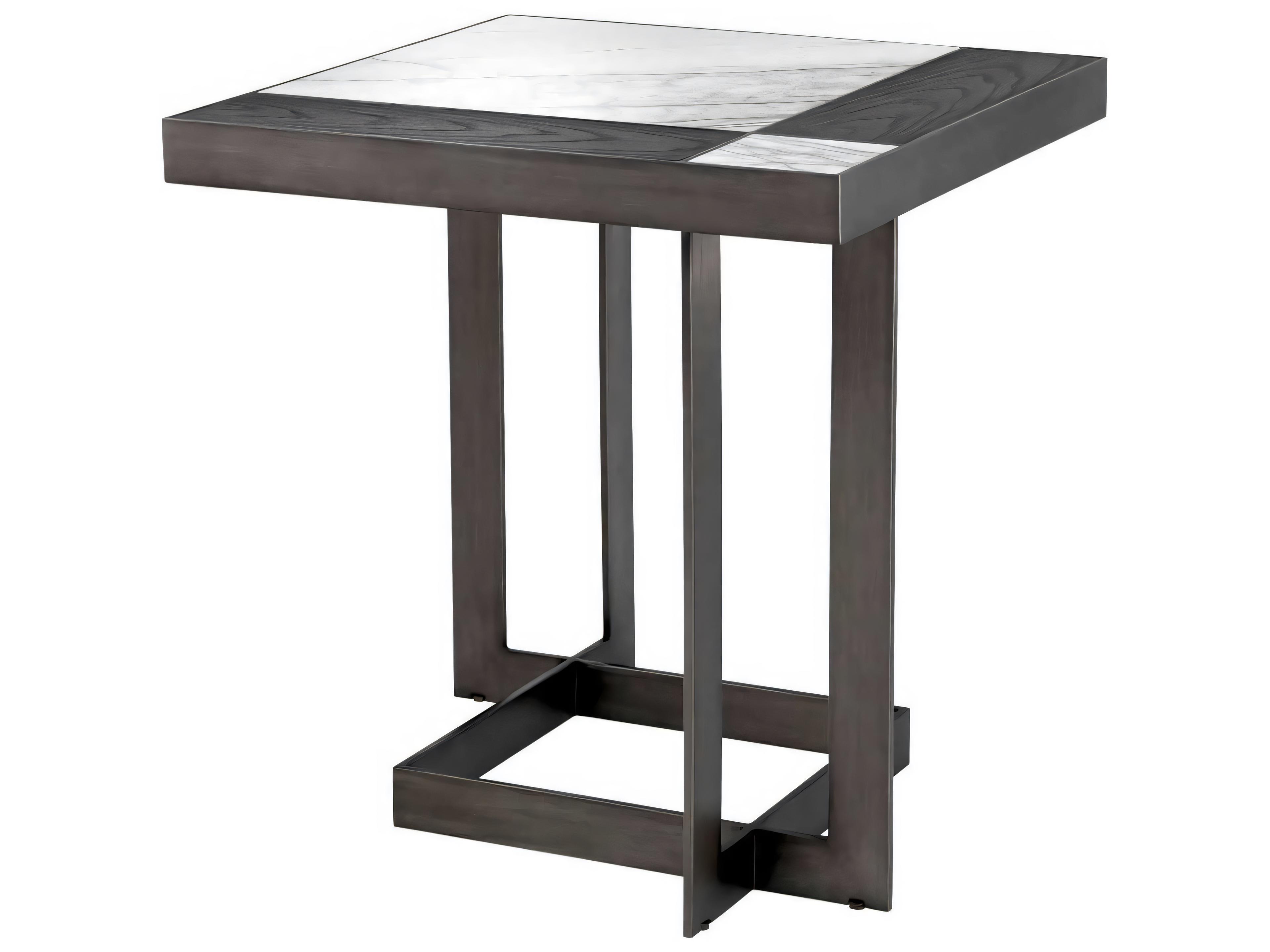 Eichholtz Hermoza Mocha Crown Oak Veneer Bronze Side Table