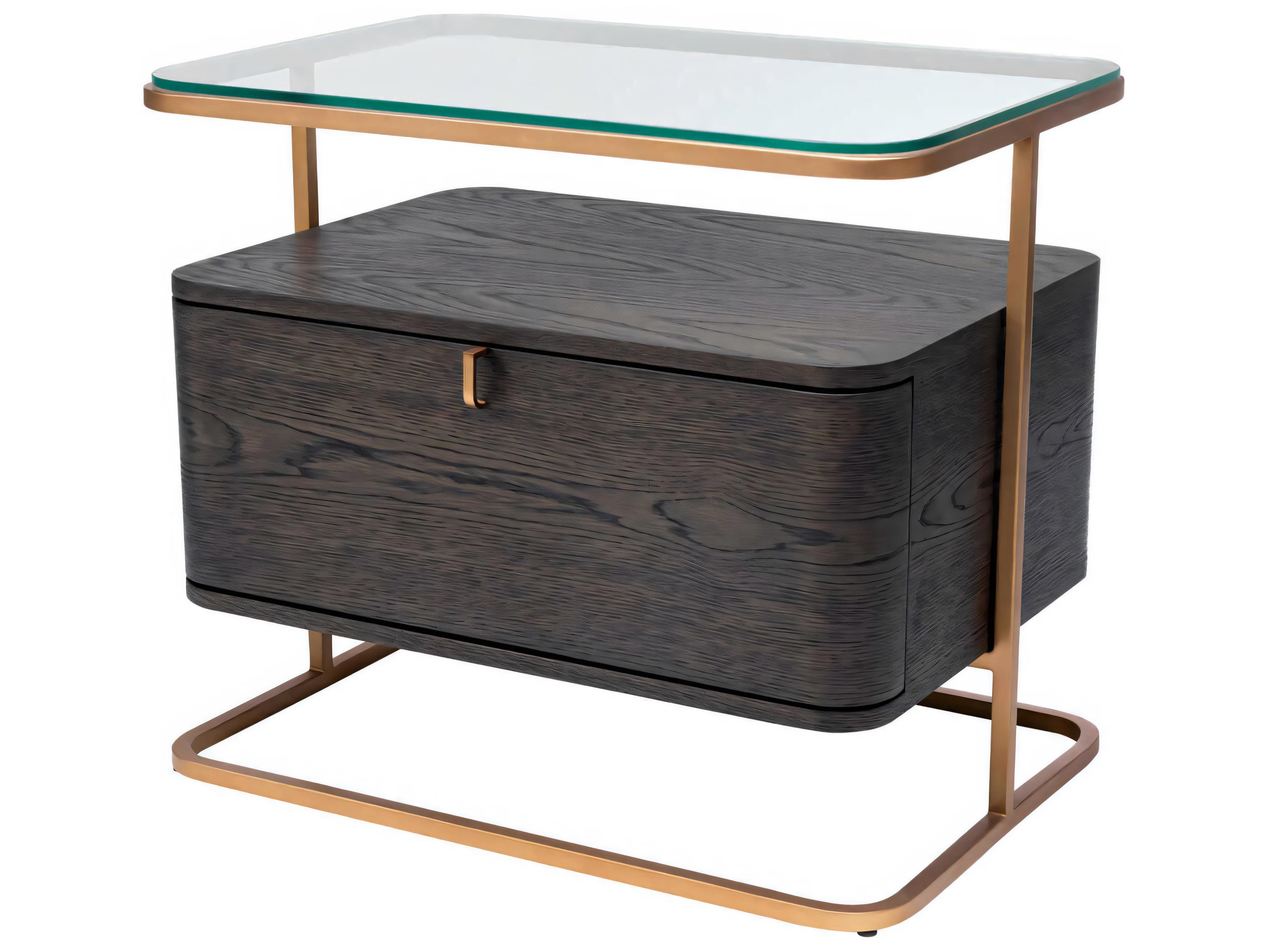 Eichholtz Augusto Mocha Crown Oak Veneer Nightstand