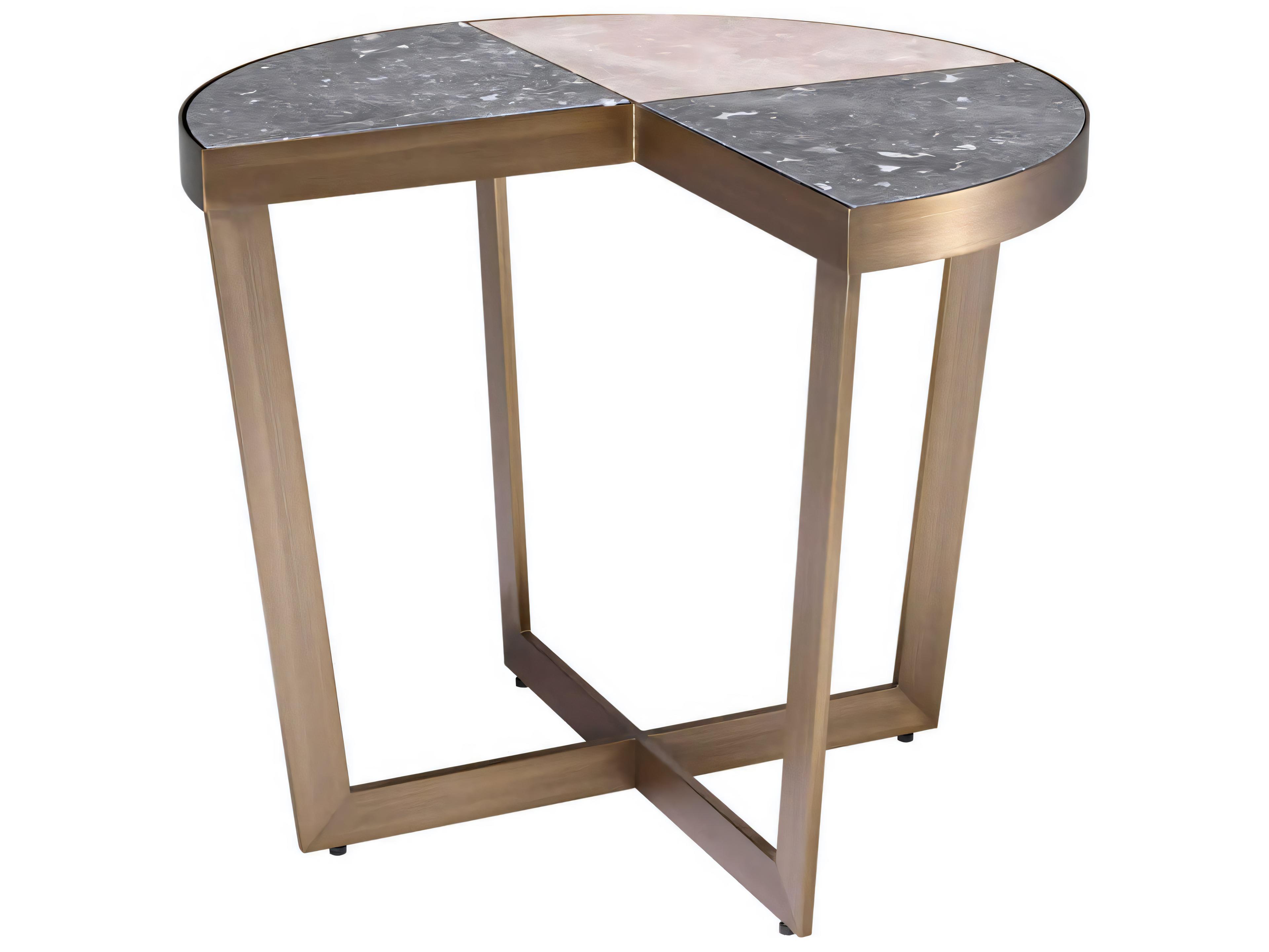 Eichholtz Turino Brushed Brass Grey Marble Side Table