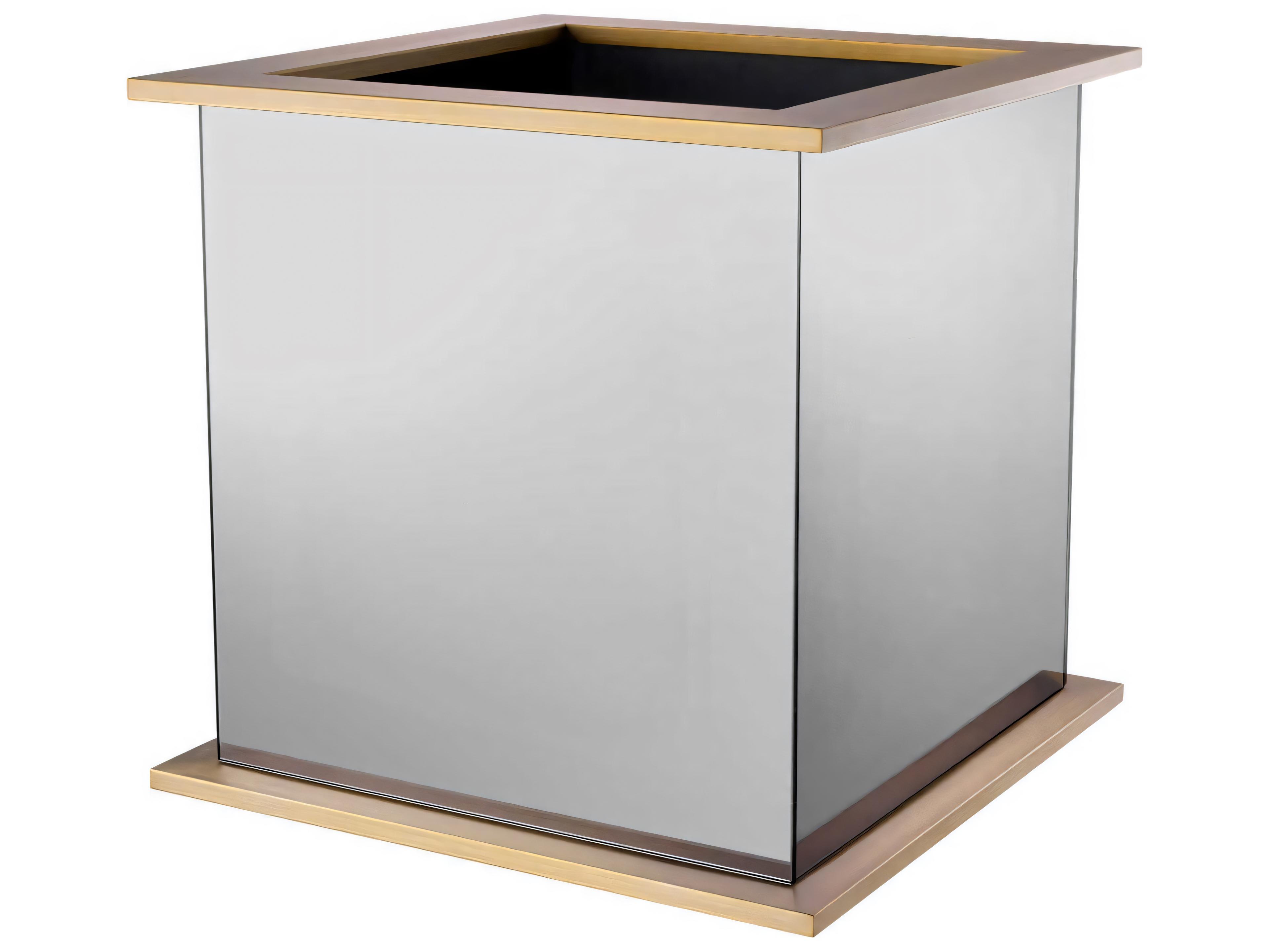 Eichholtz Moorea Brass Smoke Mirror Glass Planter