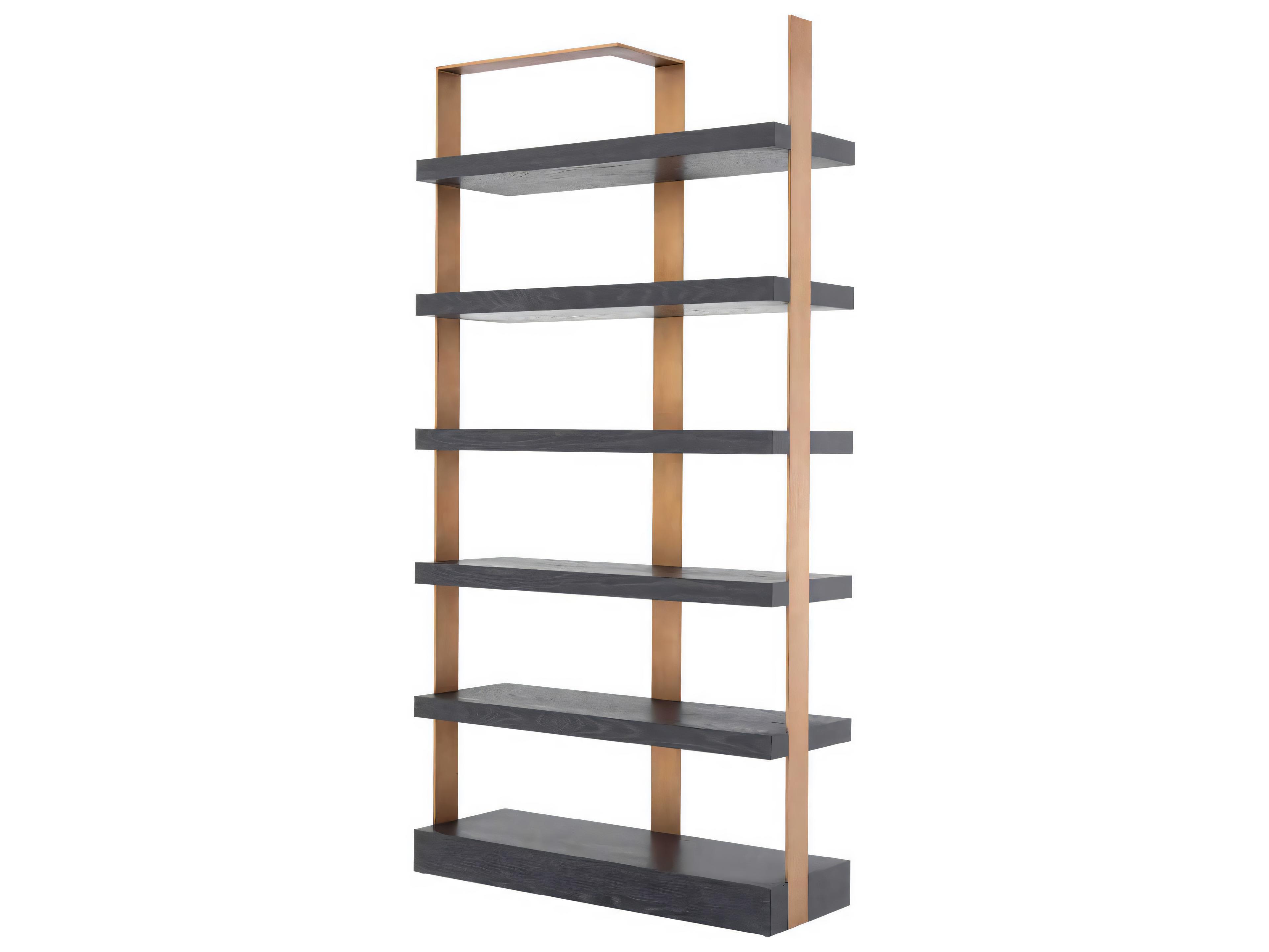 Eichholtz Geo Charcoal Grey Crown Oak Ven Br Brass Cabinet