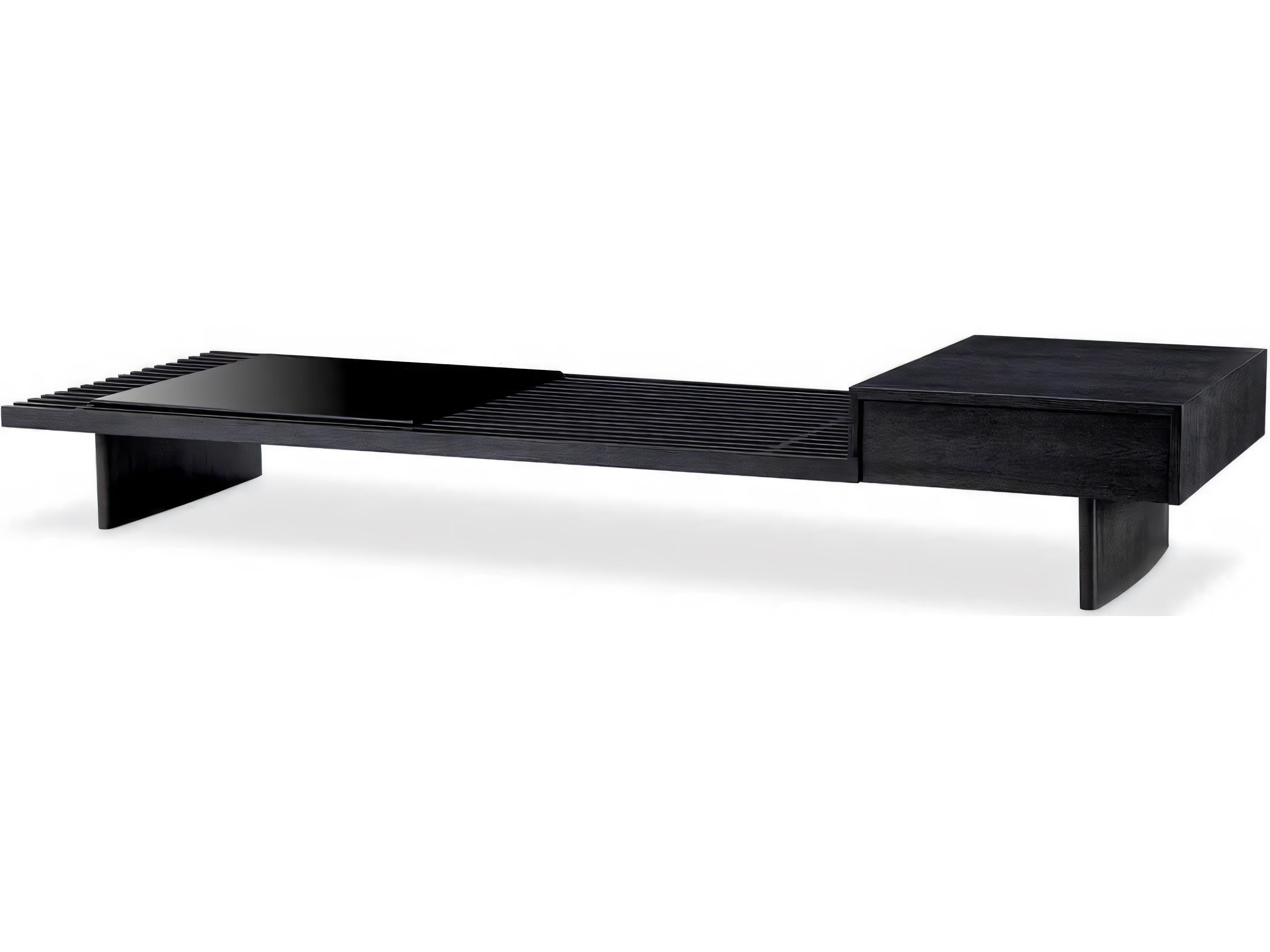 Eichholtz The Crest Charcoal Grey Oak Veneer Incl Glass Top Coffee Table