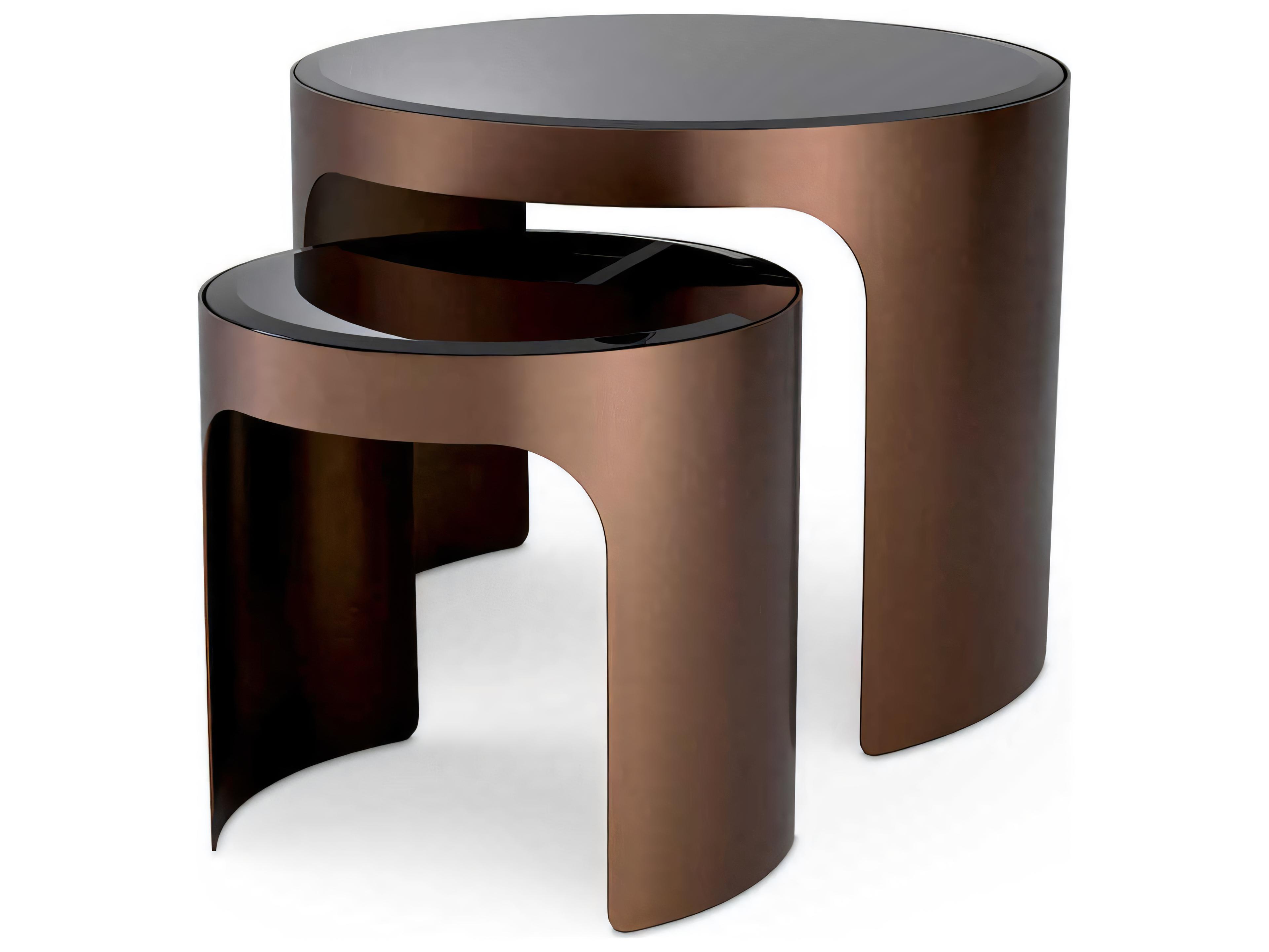 Eichholtz Piemonte Brushed Copper Set of 2 Side Table