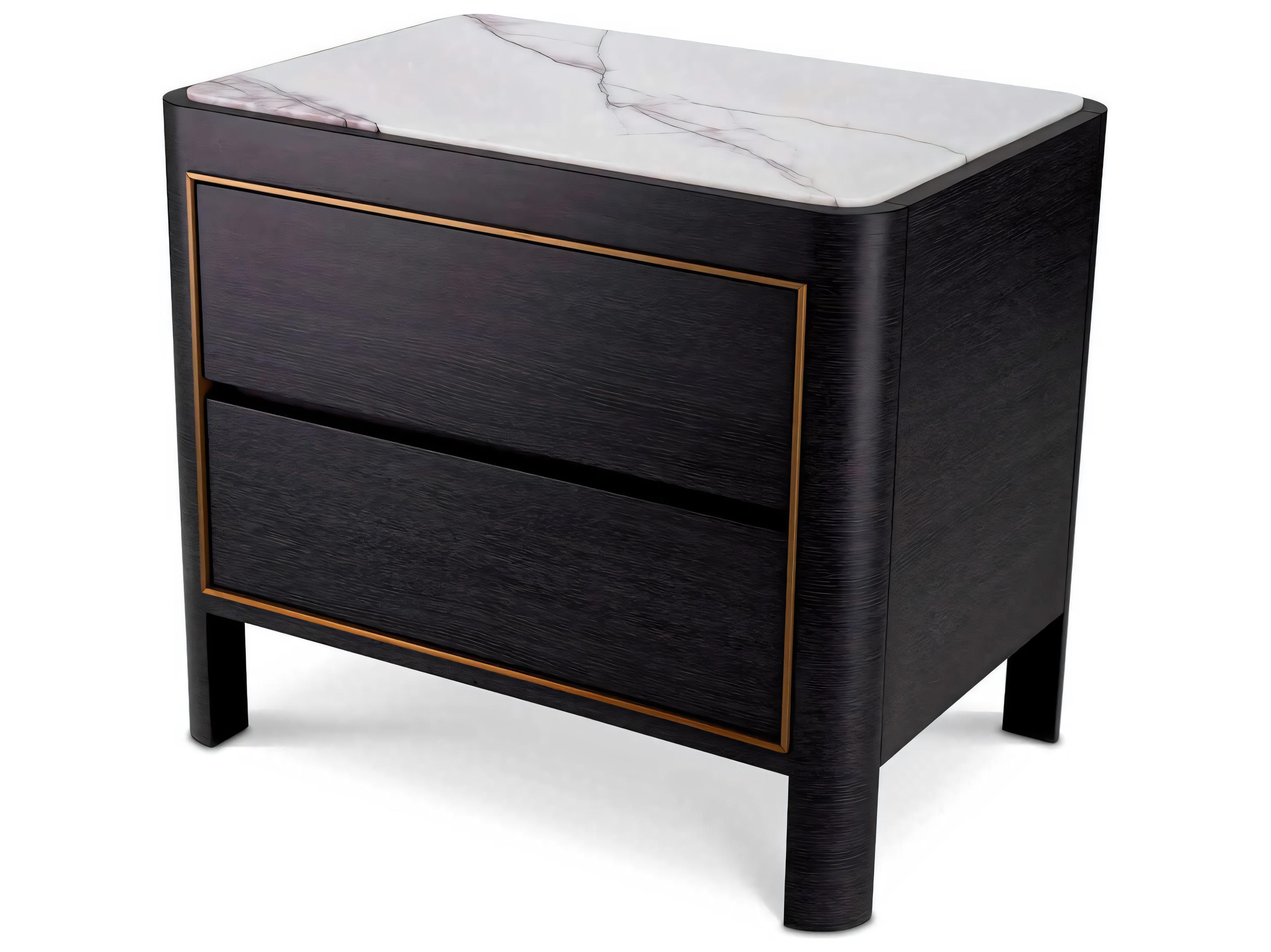 Eichholtz Corazon Charcoal Grey Oak Veneer Nightstand