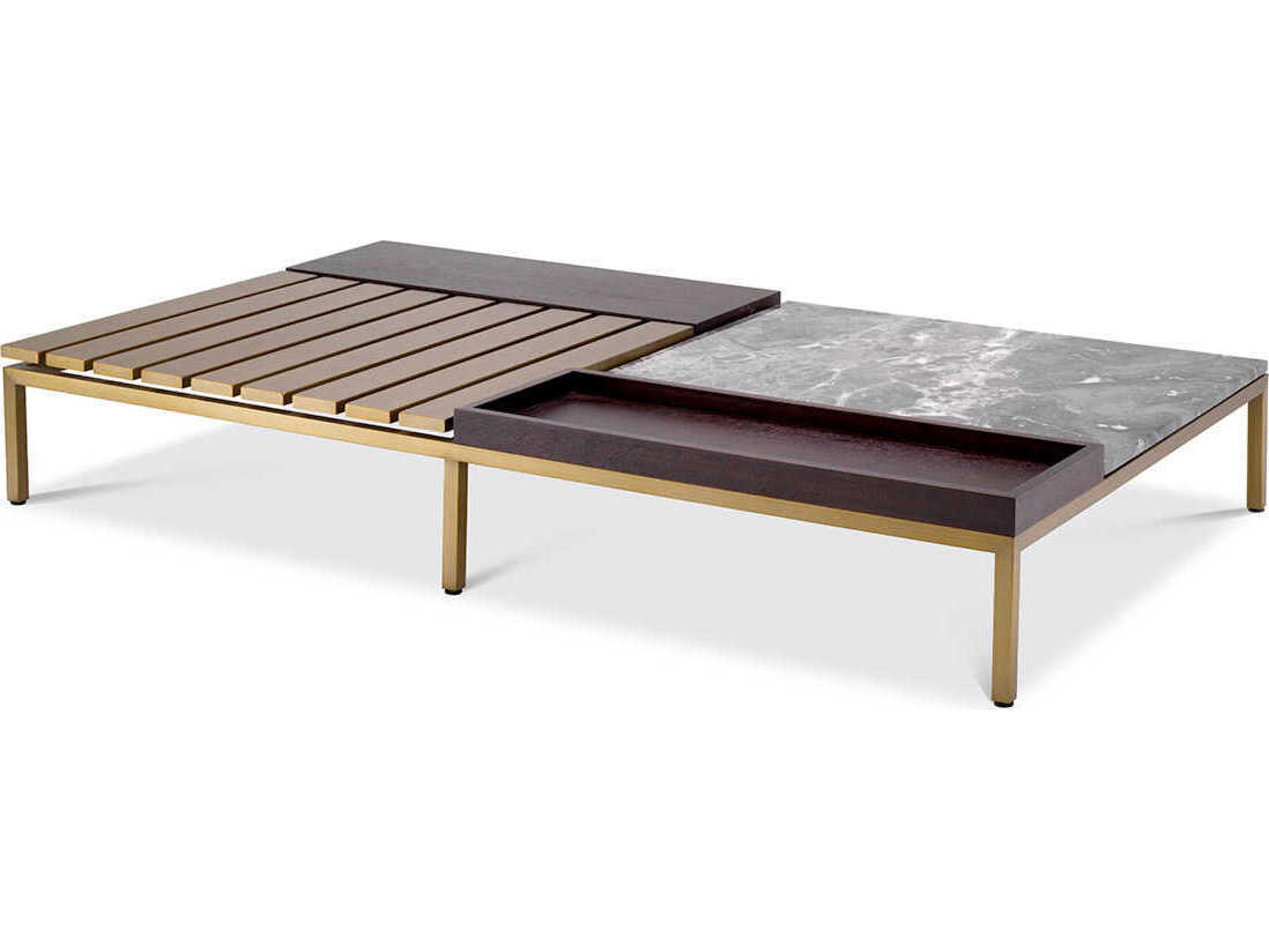 Eichholtz Forma Brushed Brass Grey Marble Coffee Table