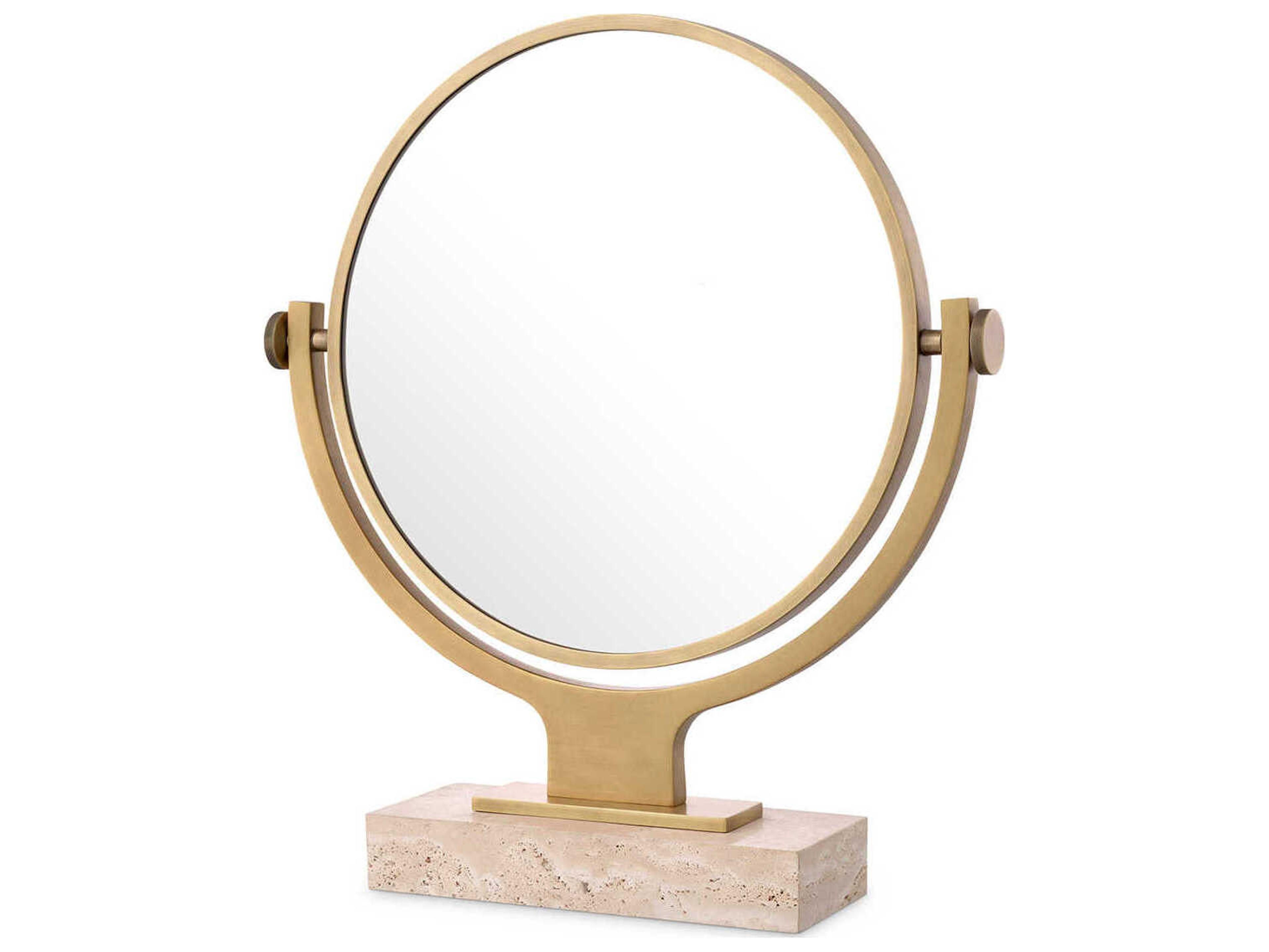 Eichholtz Briancon Travertine Antique Brass Table Mirror