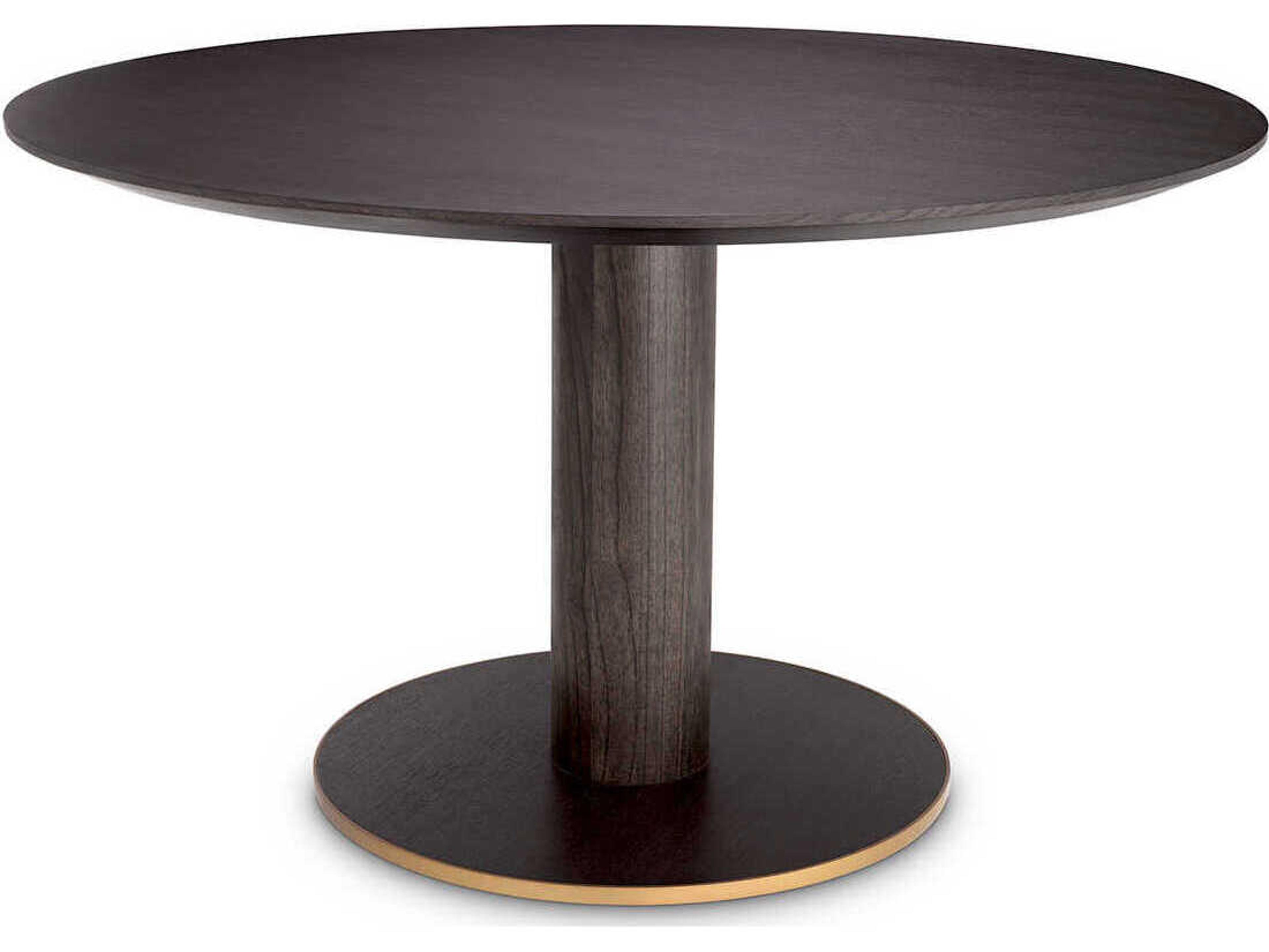 Eichholtz Astro Mocha Oak Veneer Brushed Brass Dining Table
