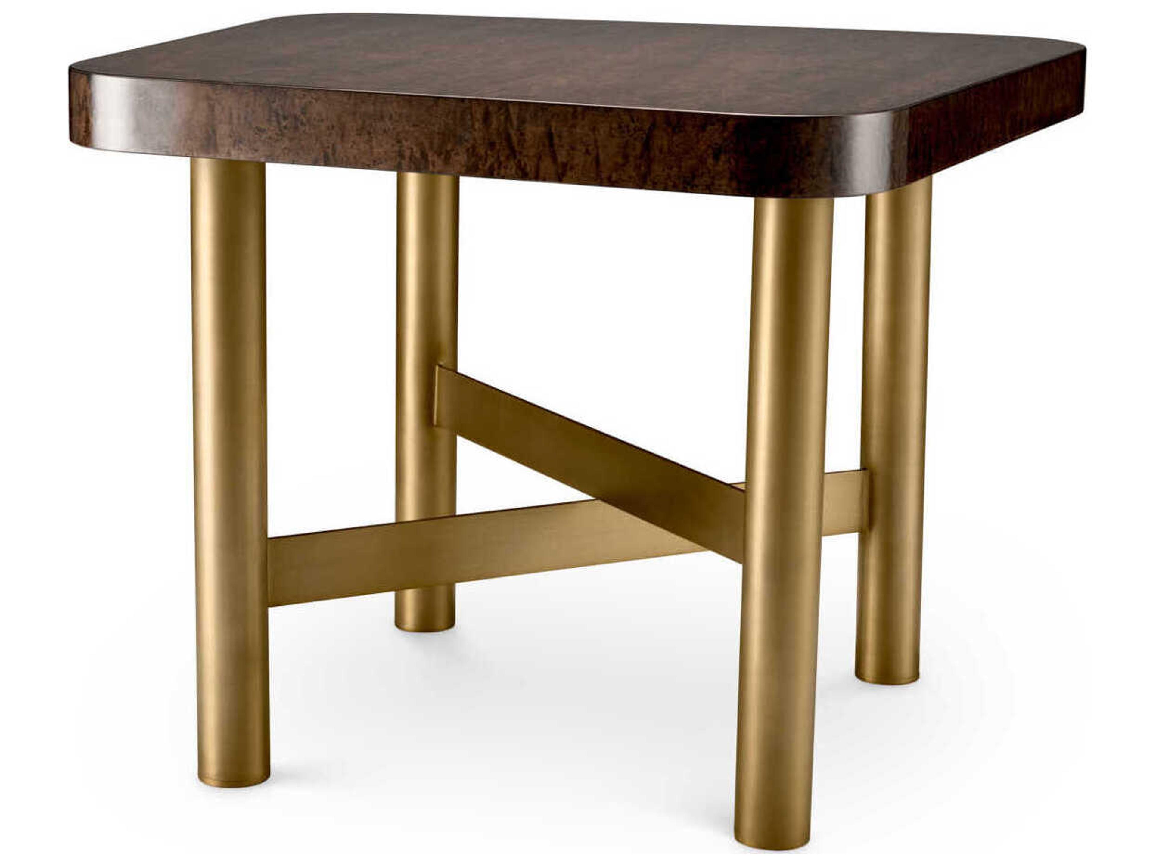Eichholtz Oracle Maple Veneer High Gloss Brushed Brass Side Table