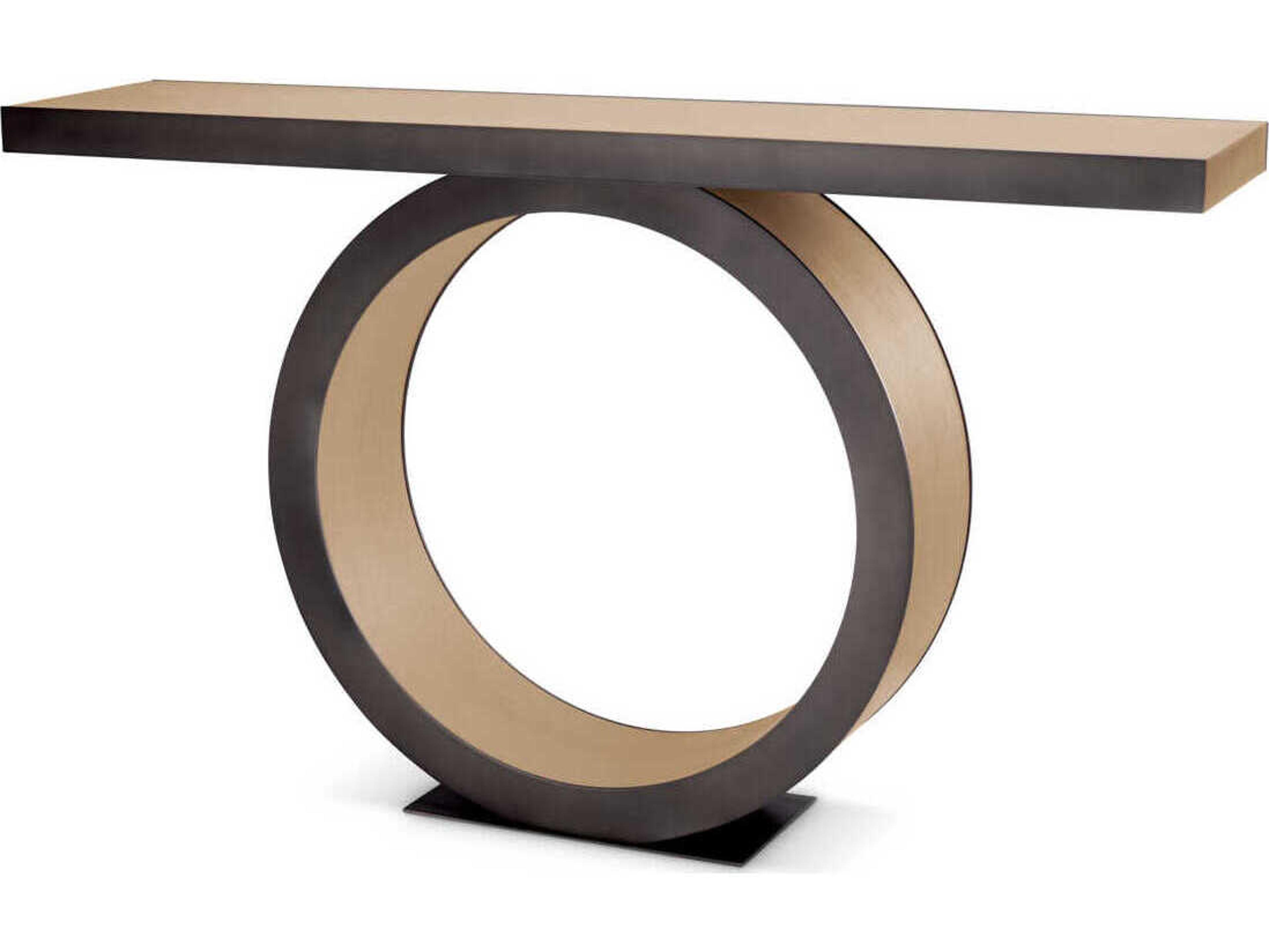 Eichholtz Odis Natural Oak Veneer Bronze Console Table