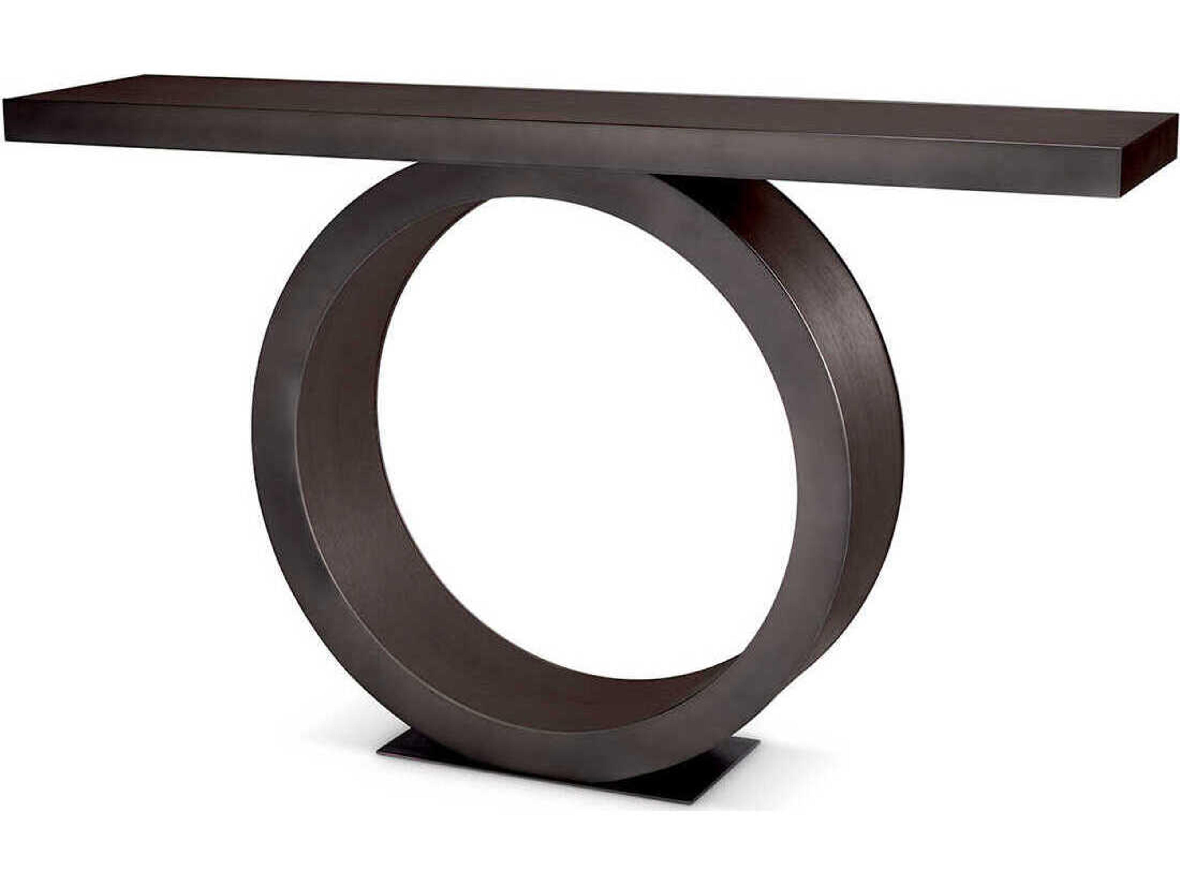Eichholtz Odis Mocha Oak Veneer Bronze Console Table
