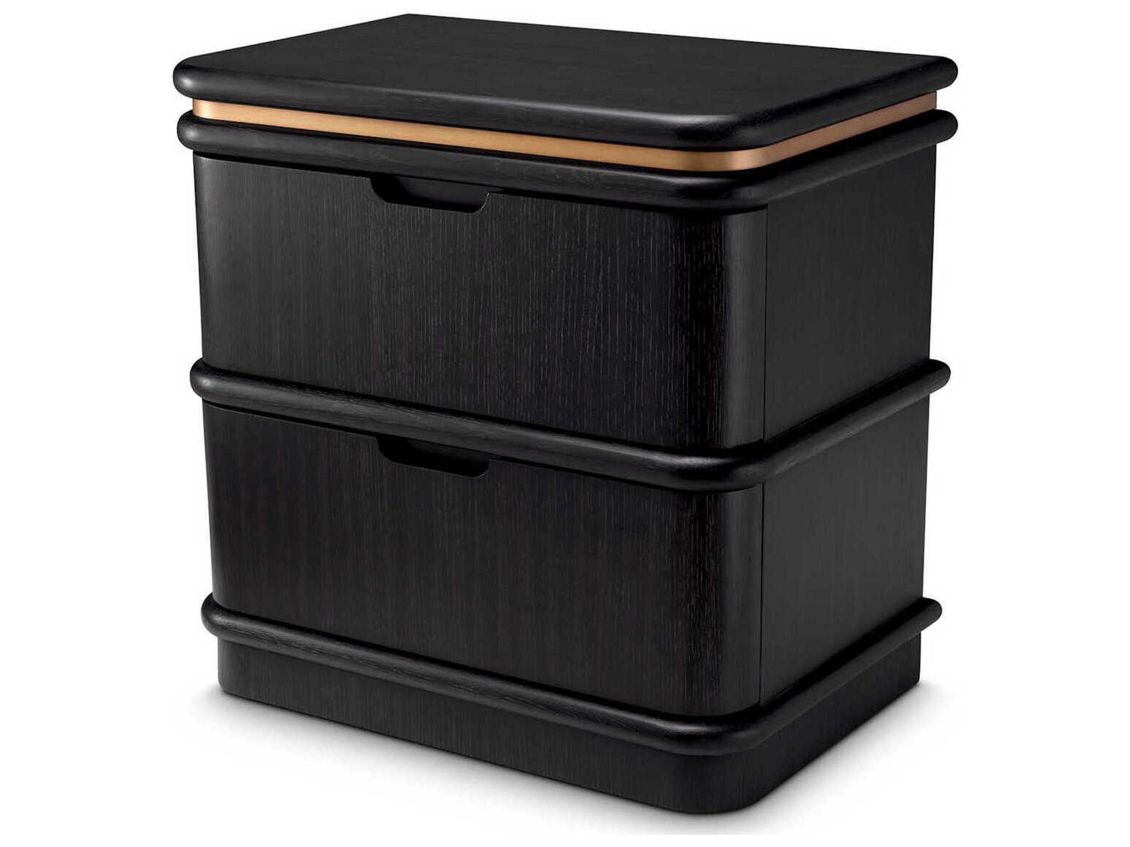 Eichholtz Costanzo Charcoal Grey Oak Veneer Nightstand