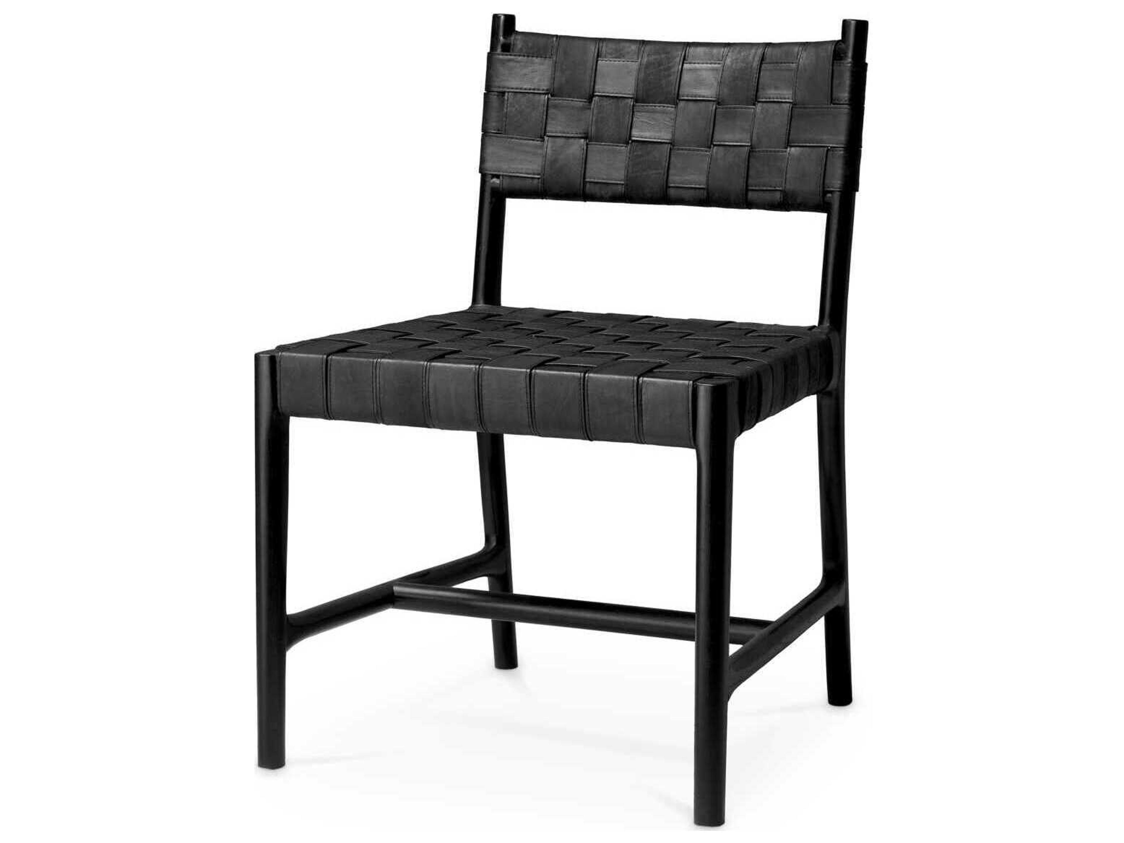 Eichholtz Tiberio Black Leather Classic Black Dining Chair