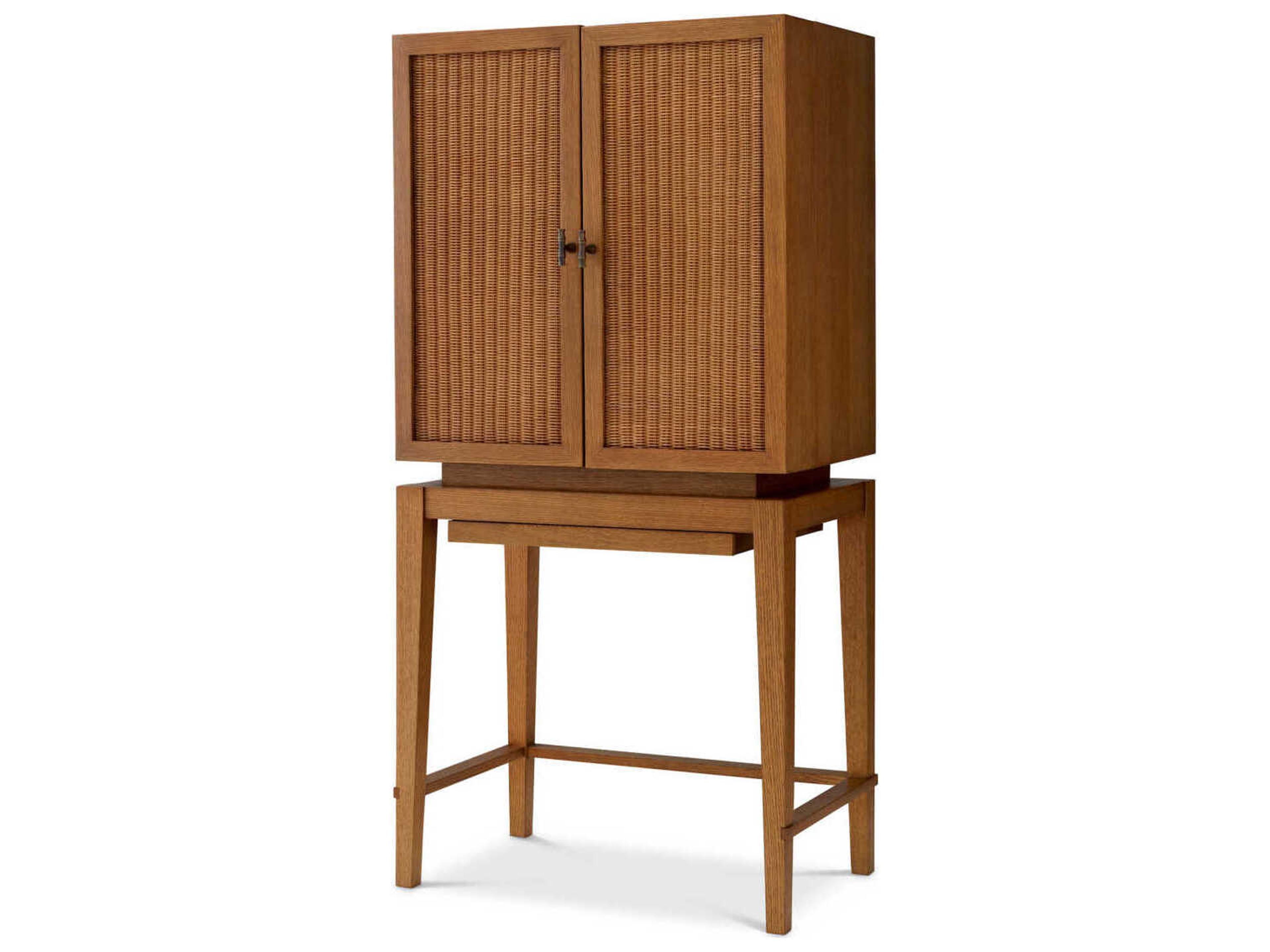 Eichholtz Borchard Caramel Oak Veneer Bar Cabinet