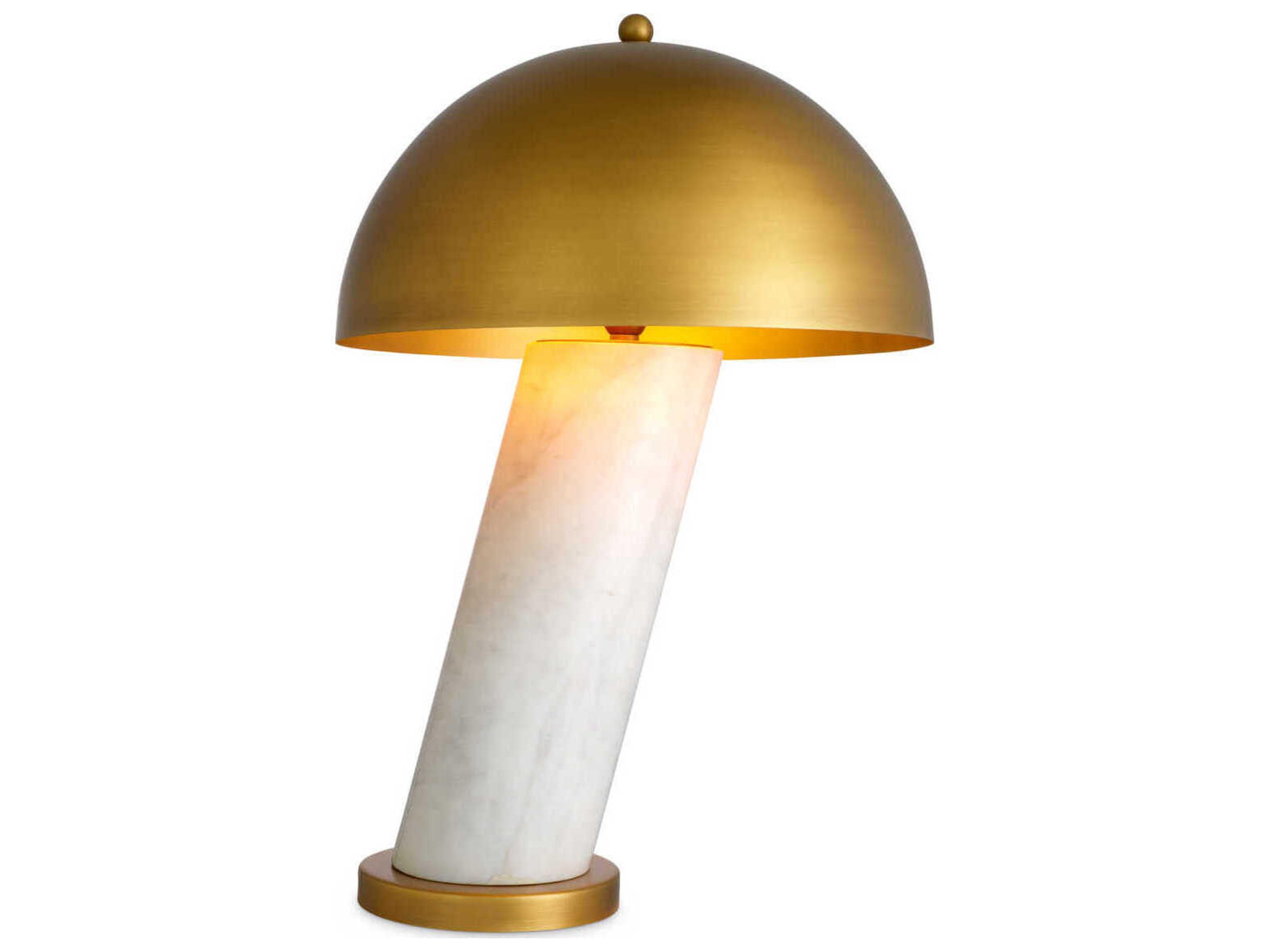 Eichholtz Daniel White Marble Antique Brass Table Lamp