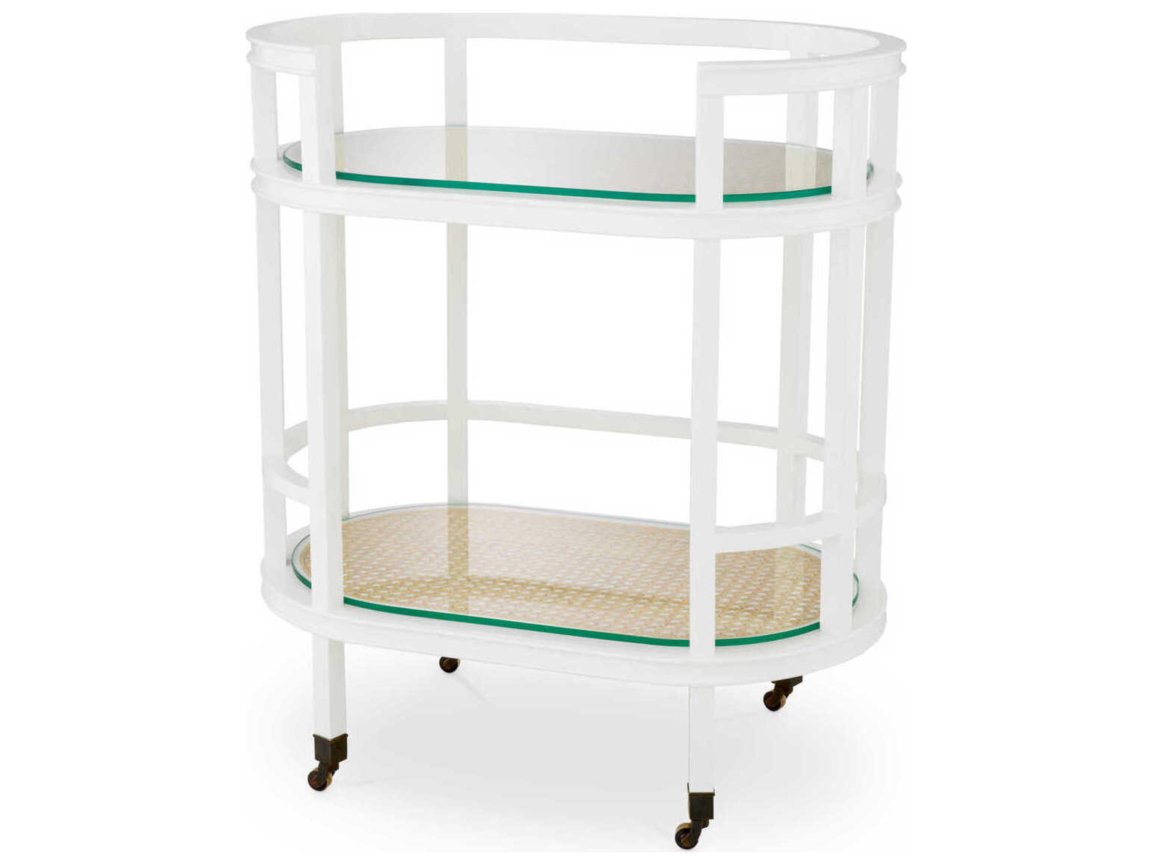 Eichholtz Bahamas Piano White Natural Cane Trolley