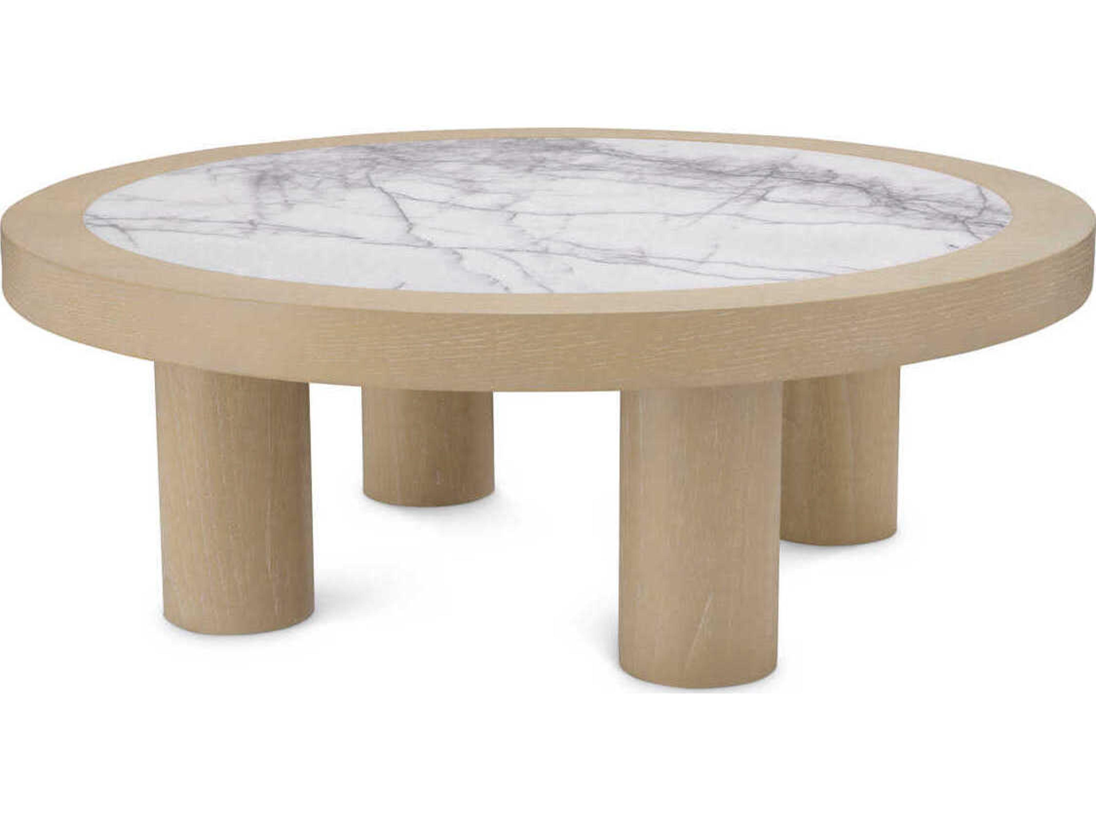 Eichholtz Presedio Washed Oak Veneer Biano Lilac Marble Coffee Table
