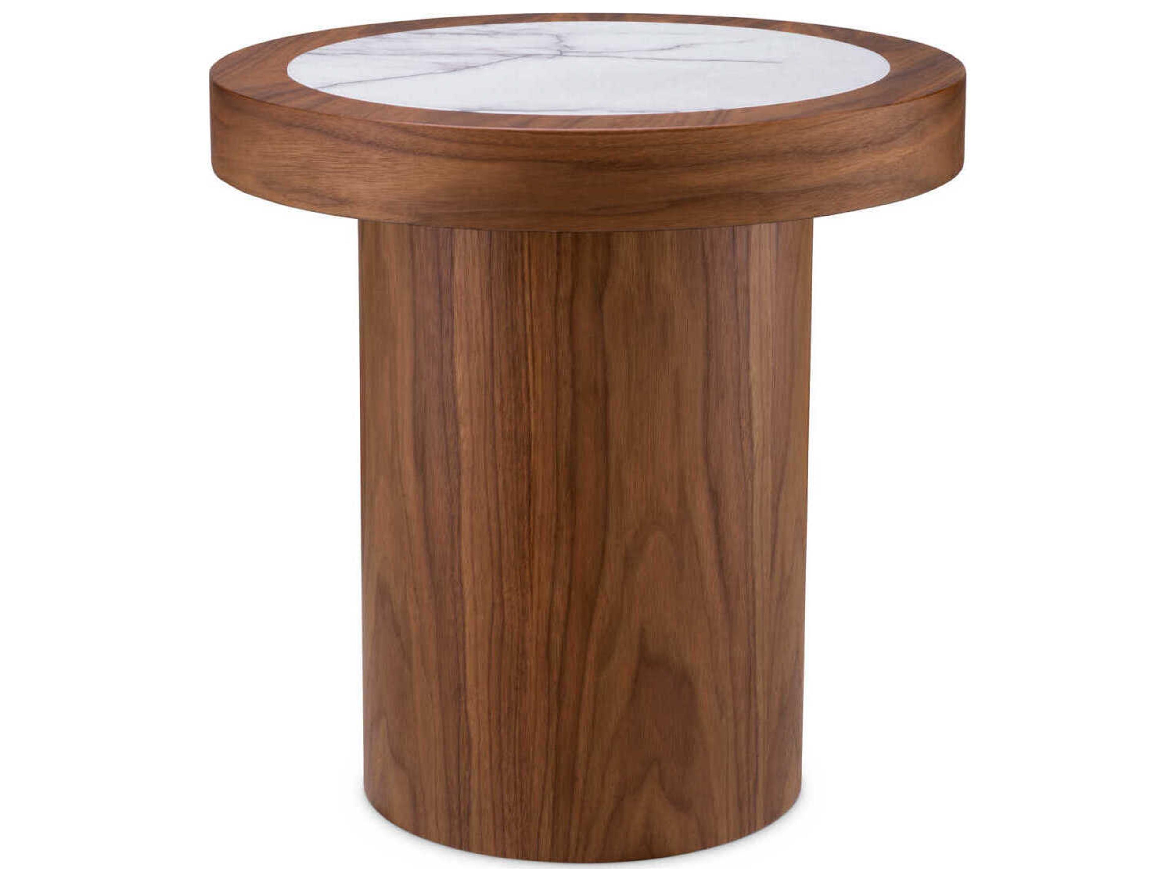 Eichholtz Presedio Walnut Veneer Biano Lilac Marble Top Side Table
