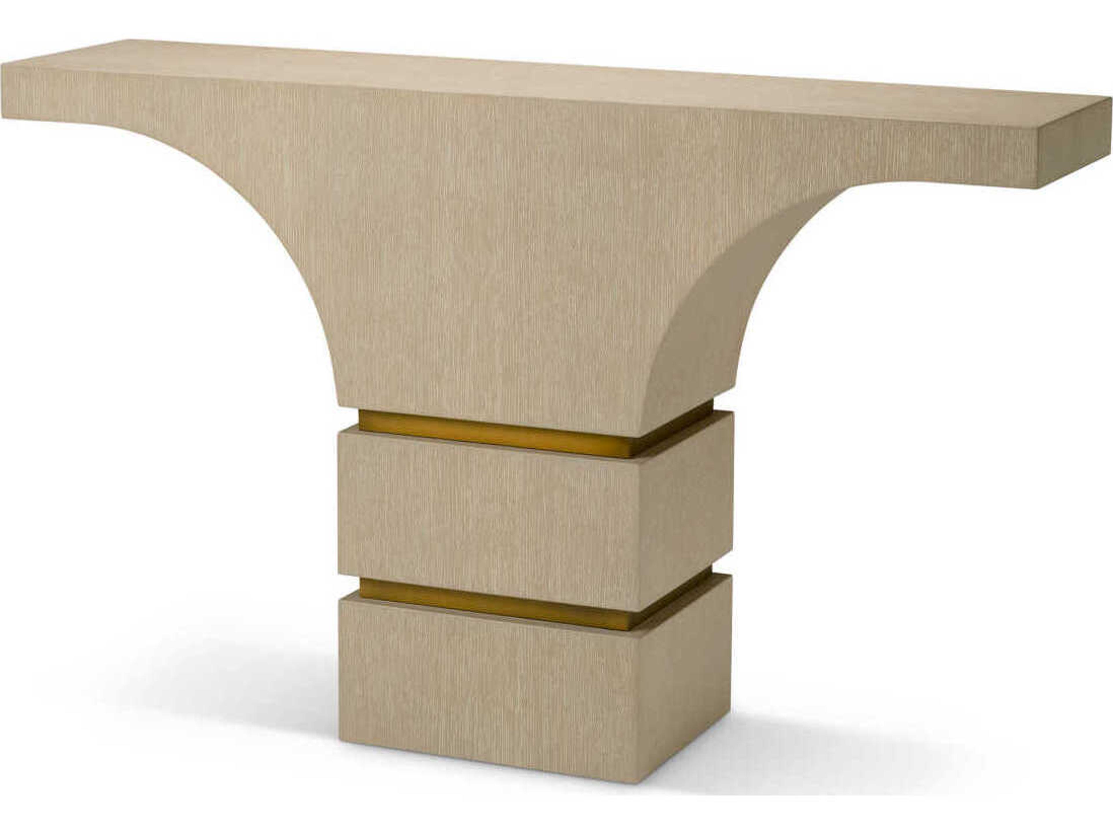 Eichholtz Thaddeus Washed Oak Veneer Brushed Brass Console Table