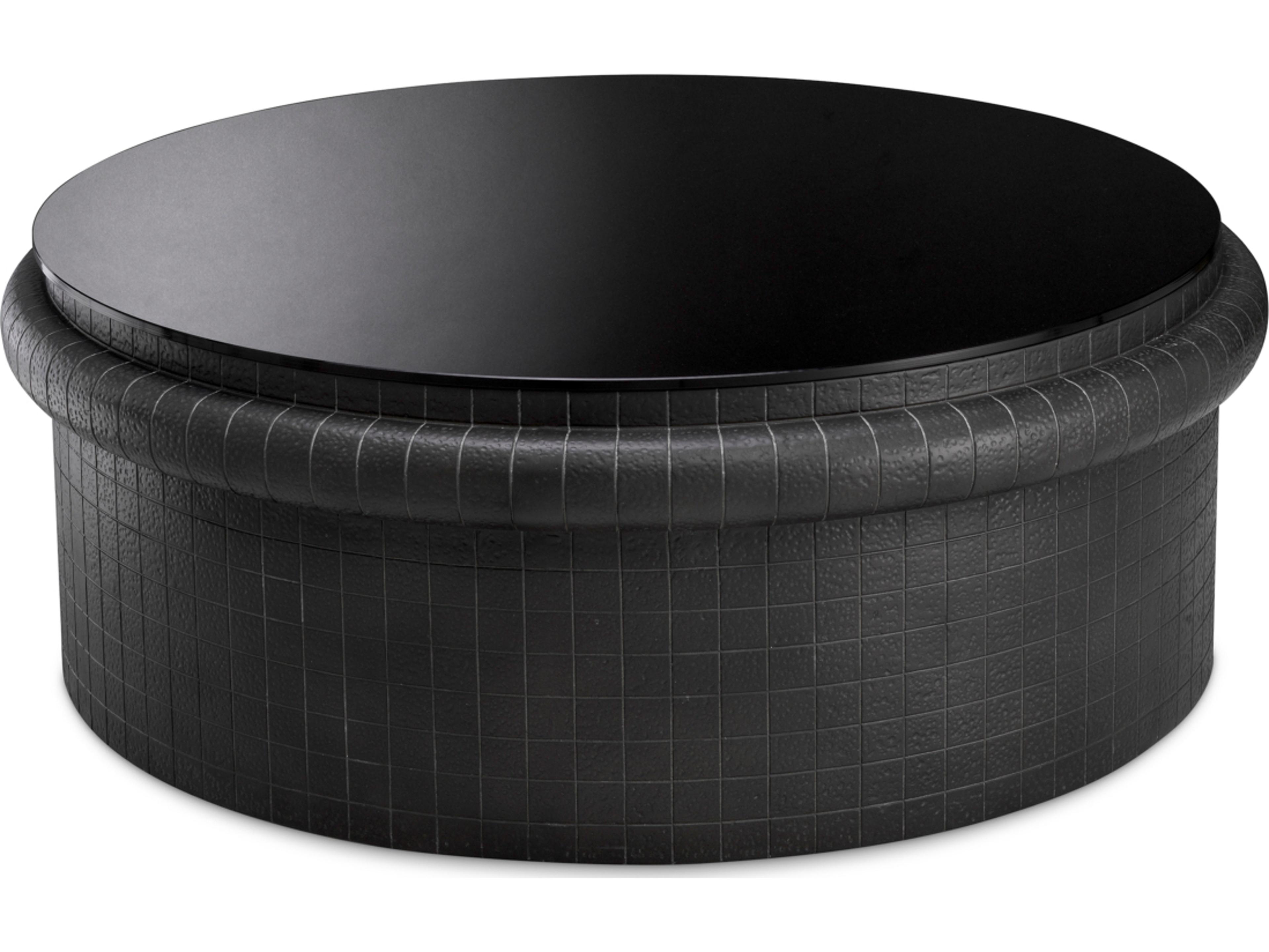 Eichholtz Round Black X Glass Coffee Table