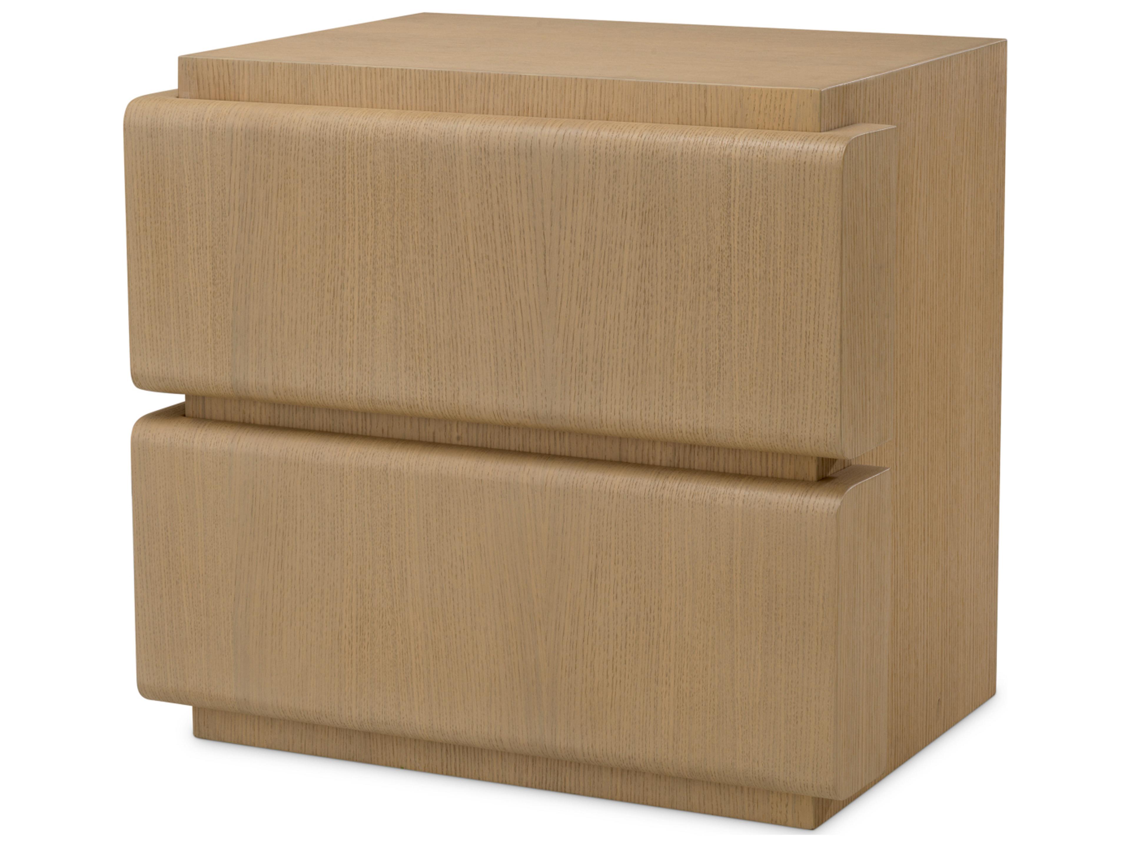 Eichholtz 2-Drawers Oak Wood Nightstand