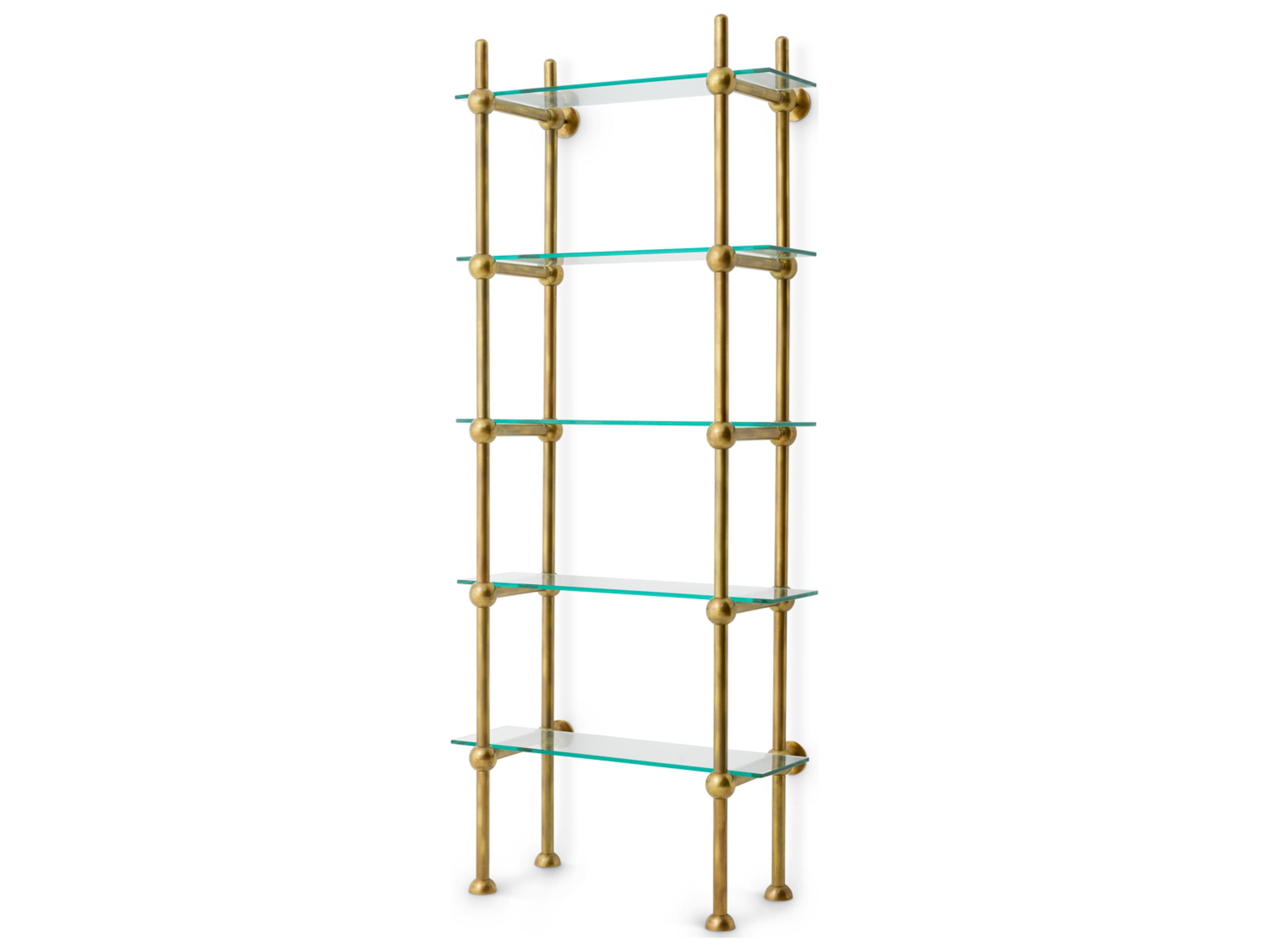 Eichholtz Vintage Brass X Clear Glass Etagere