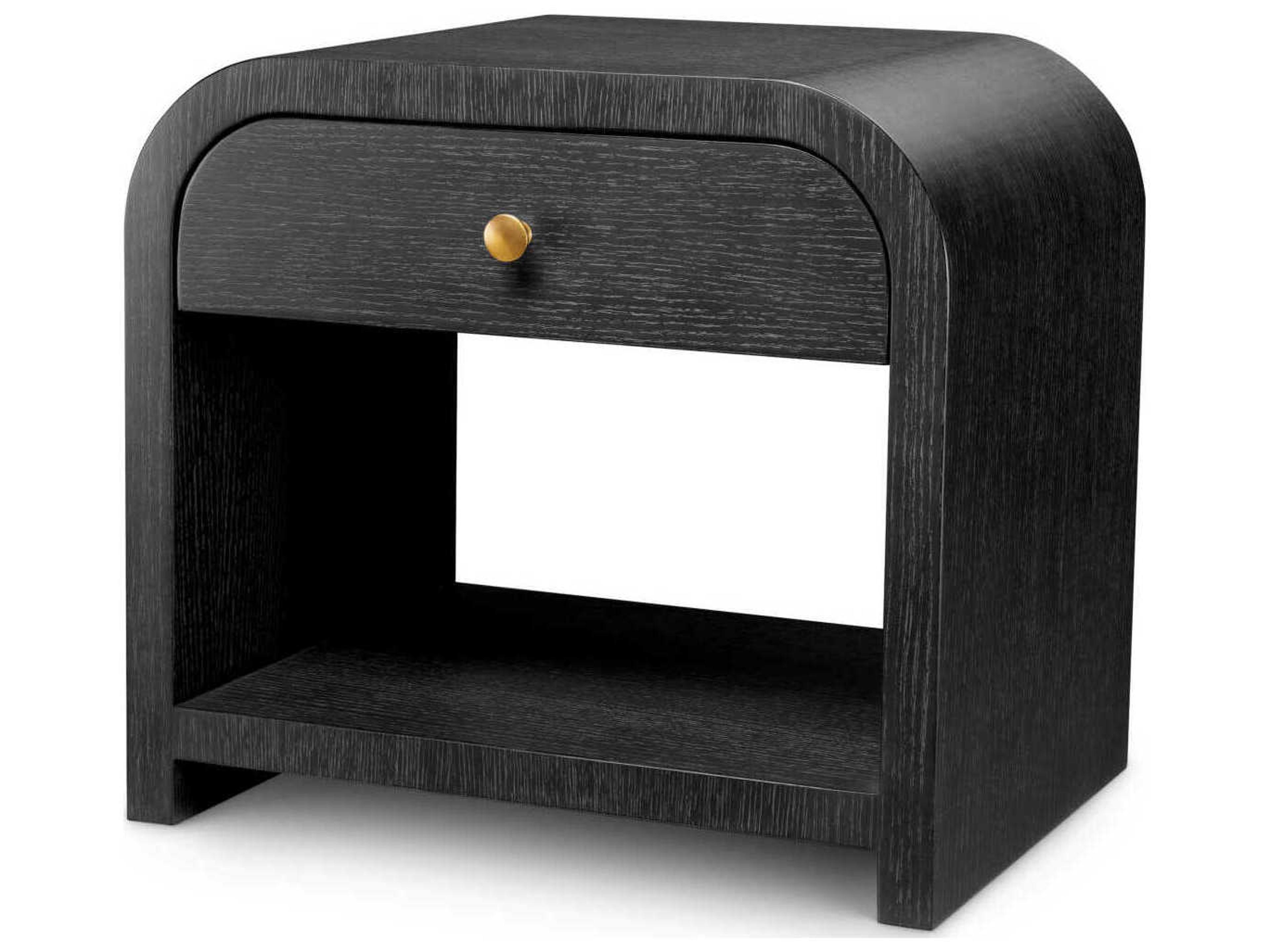 Eichholtz Rhodes Charcoal Grey Oak Veneer Nightstand