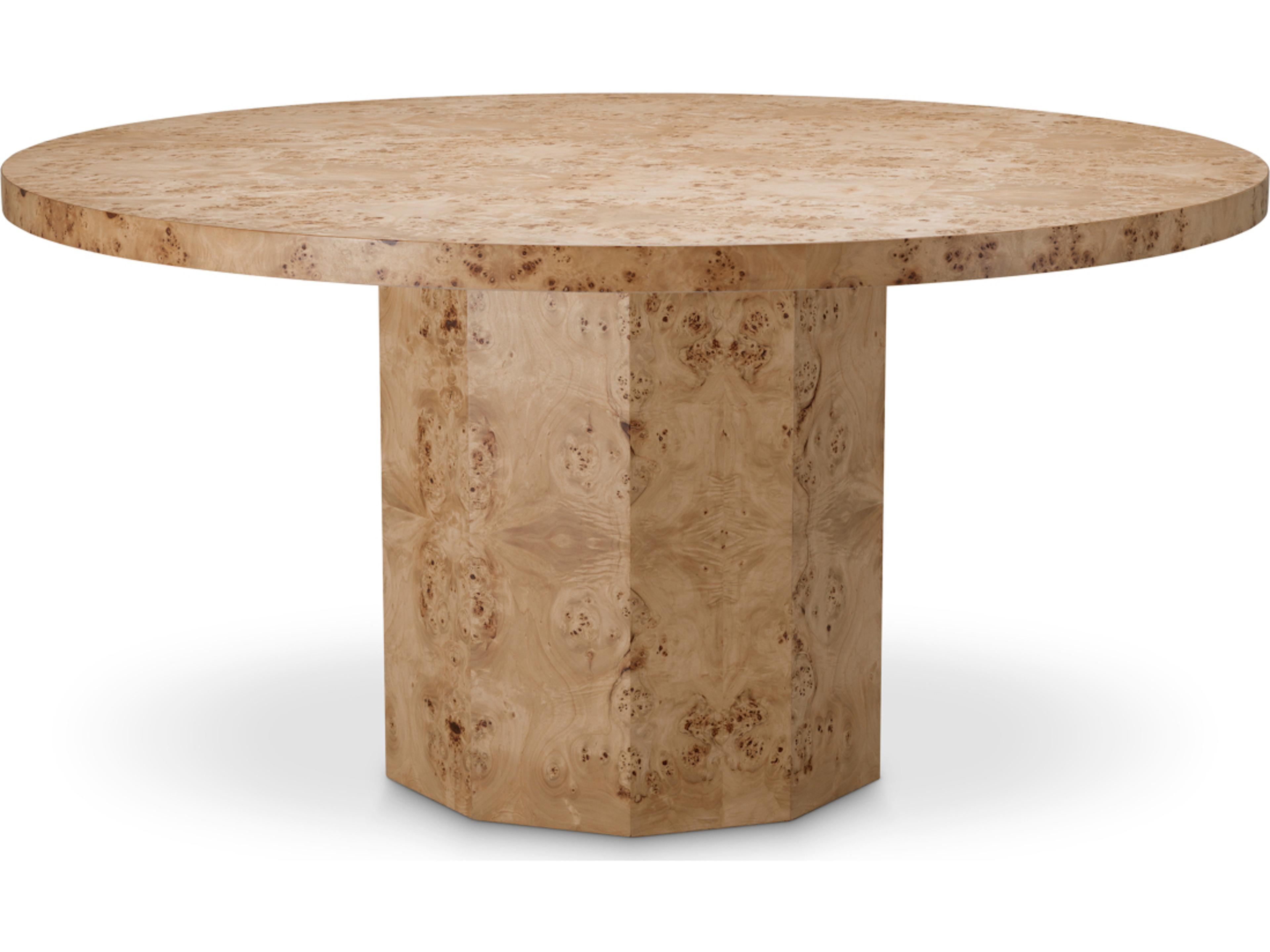 Eichholtz Round Light Brown Mappa Burl Veneer Dining Table