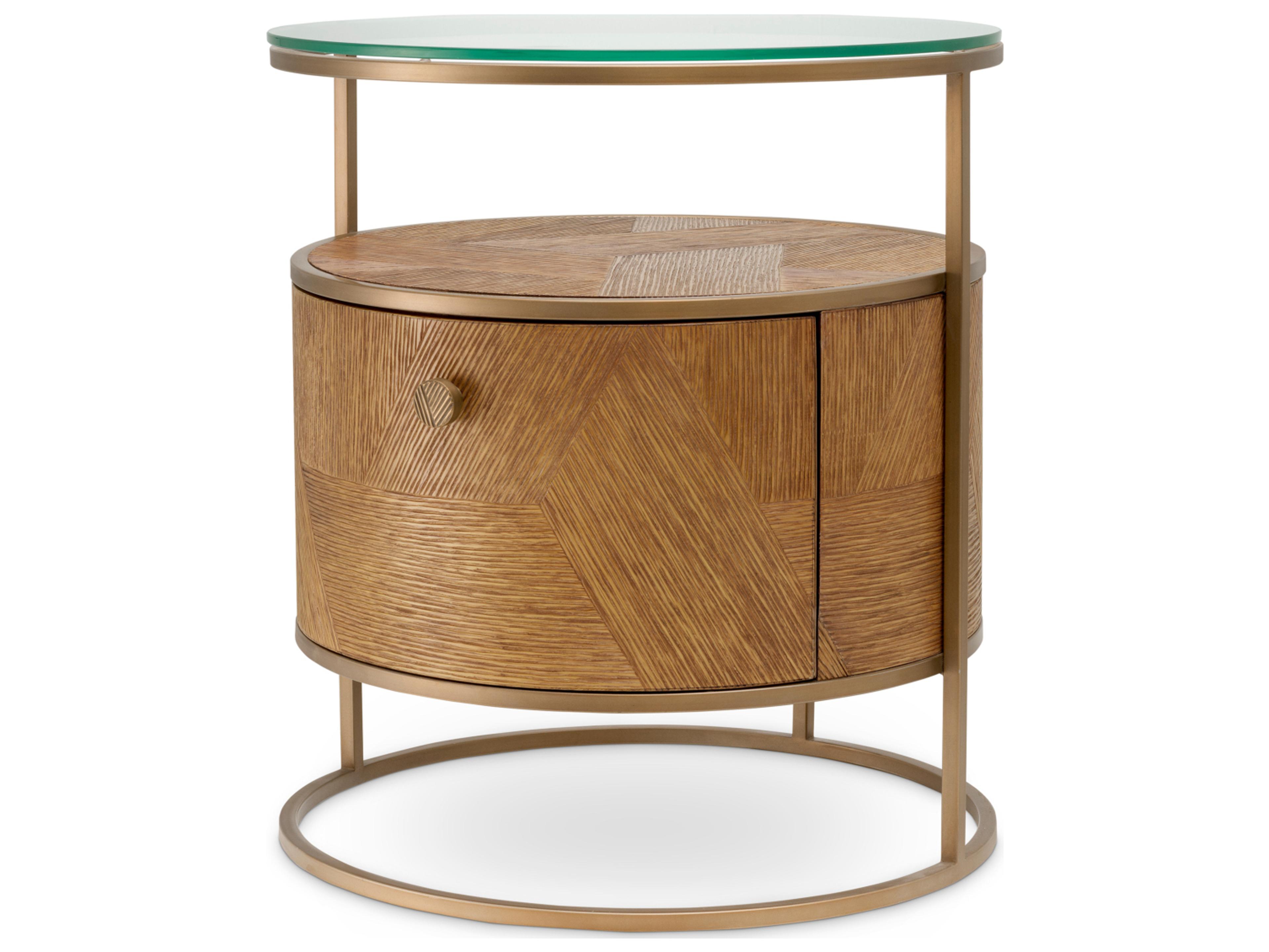 Eichholtz 1-Drawer Brown Oak Wood Nightstand