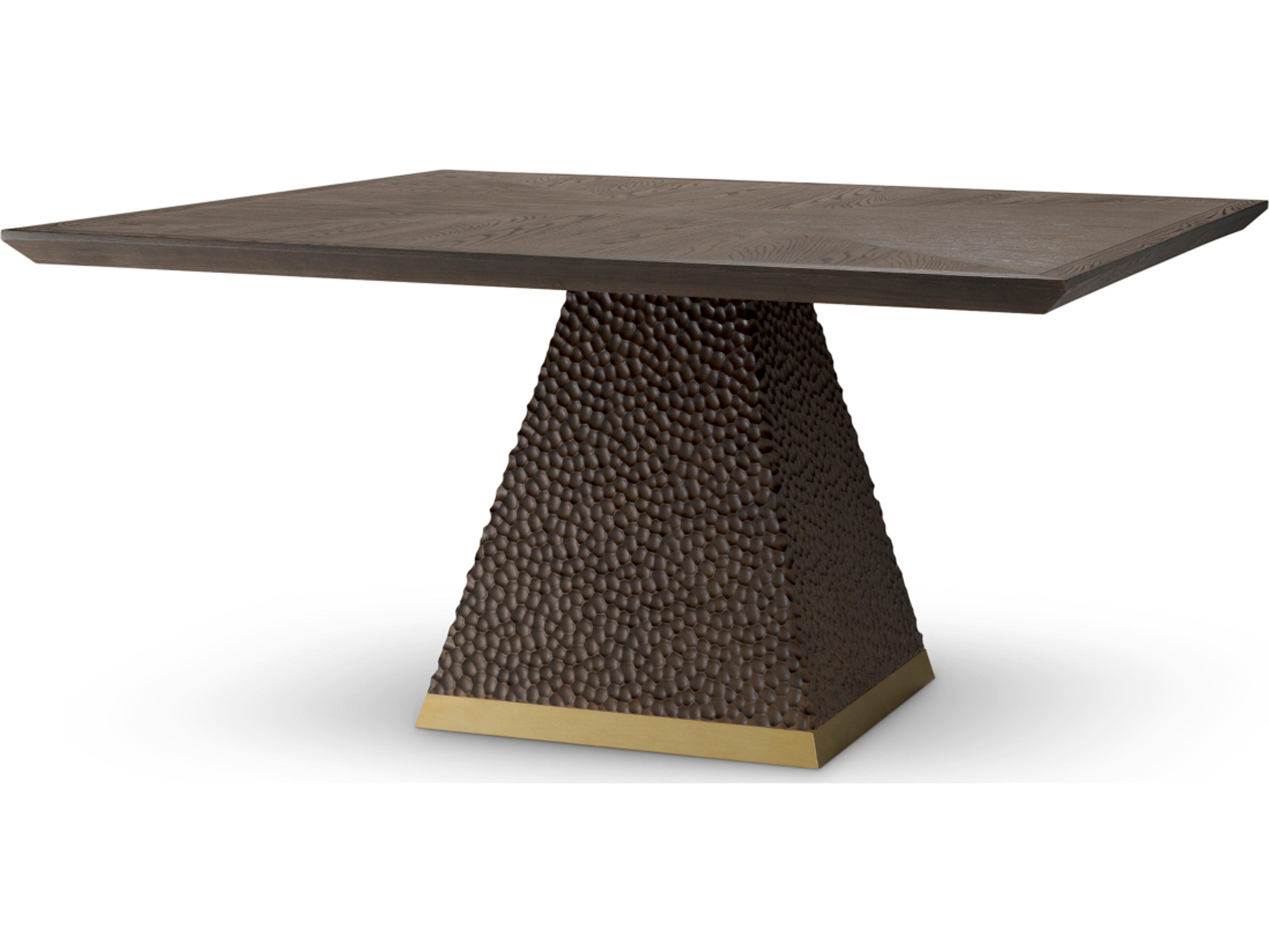 Eichholtz Rectangular Wood Ebony Oak Veneer X Antique Brass Dining Table