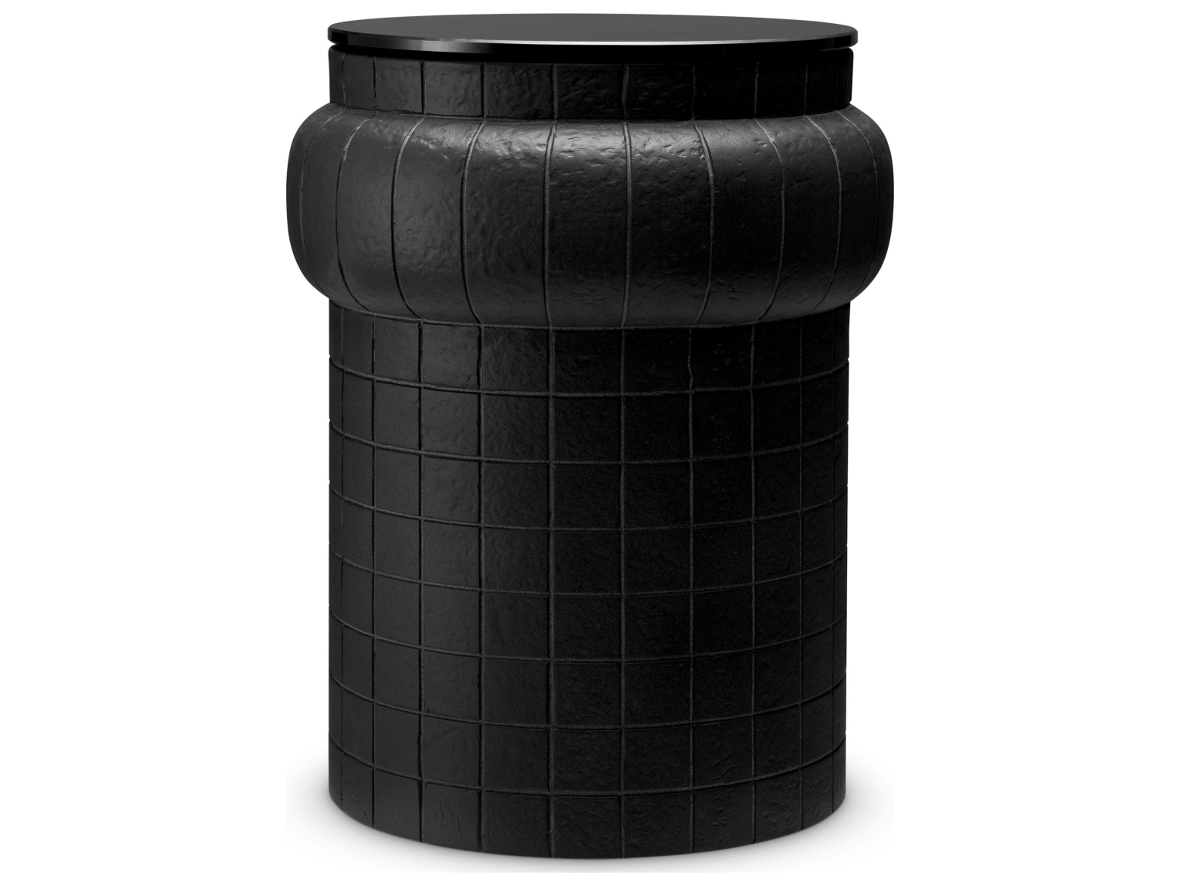 Eichholtz Round Black X Glass End Table