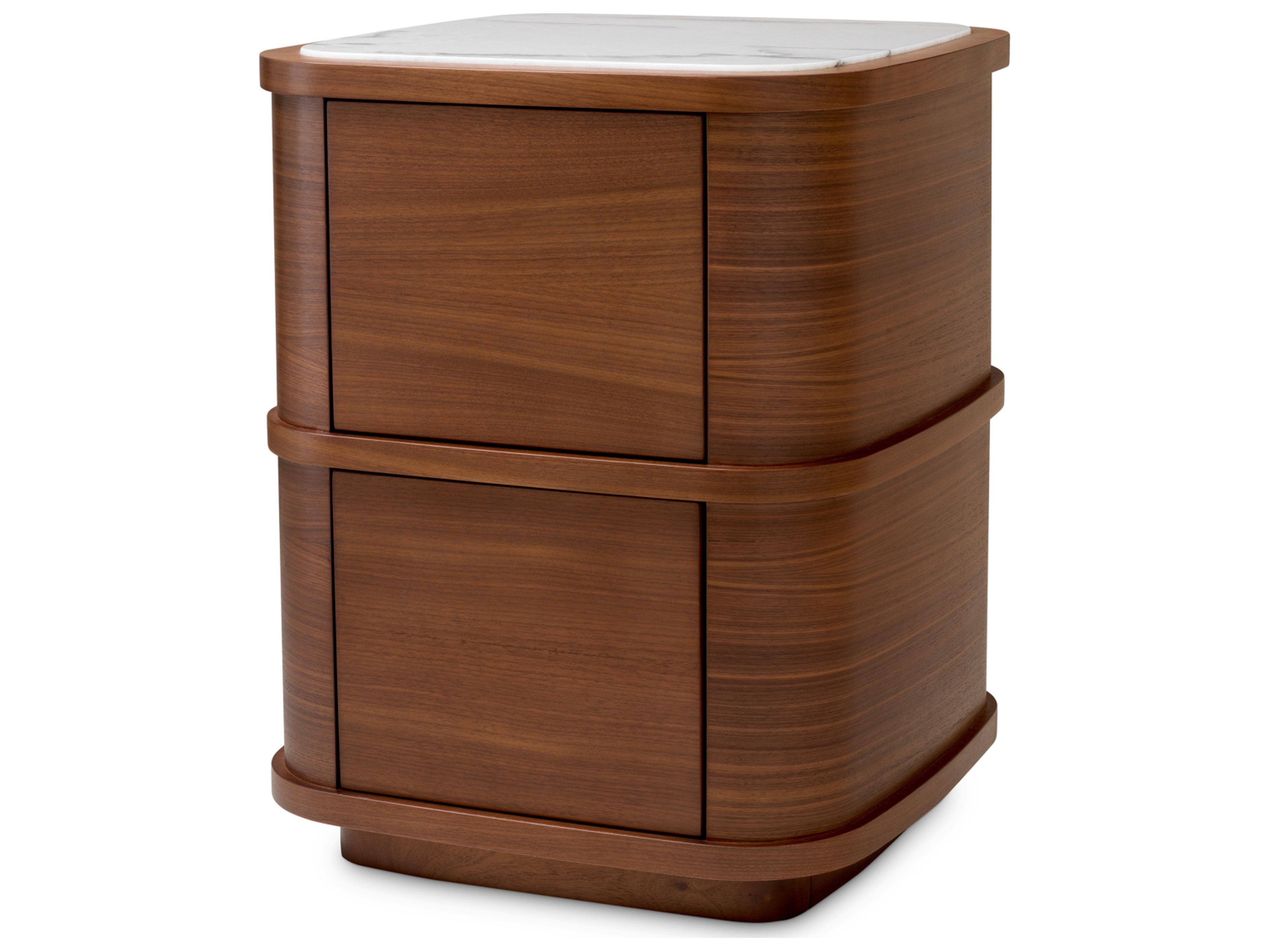 Eichholtz 2-Drawers Brown Walnut Wood Nightstand