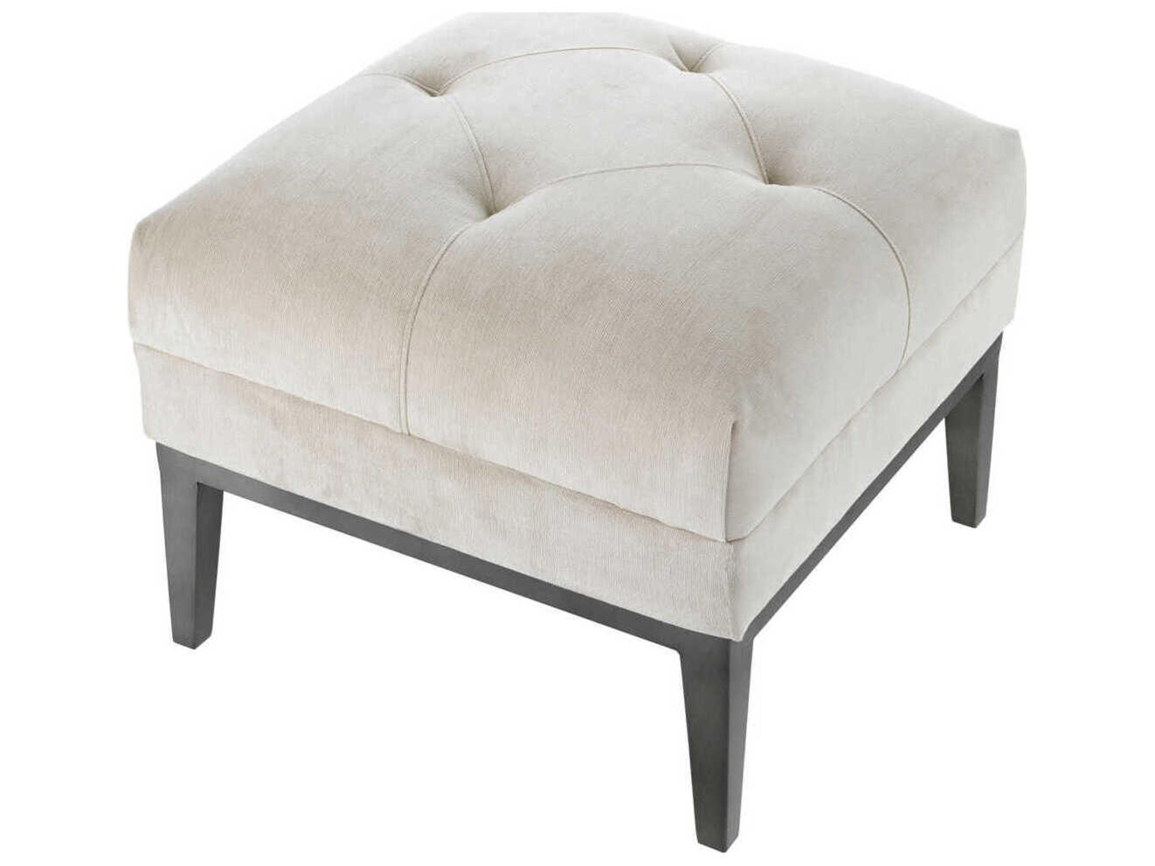 Eichholtz Cesare Pebble Grey Gunmetal Base Upholstered Accent Stool