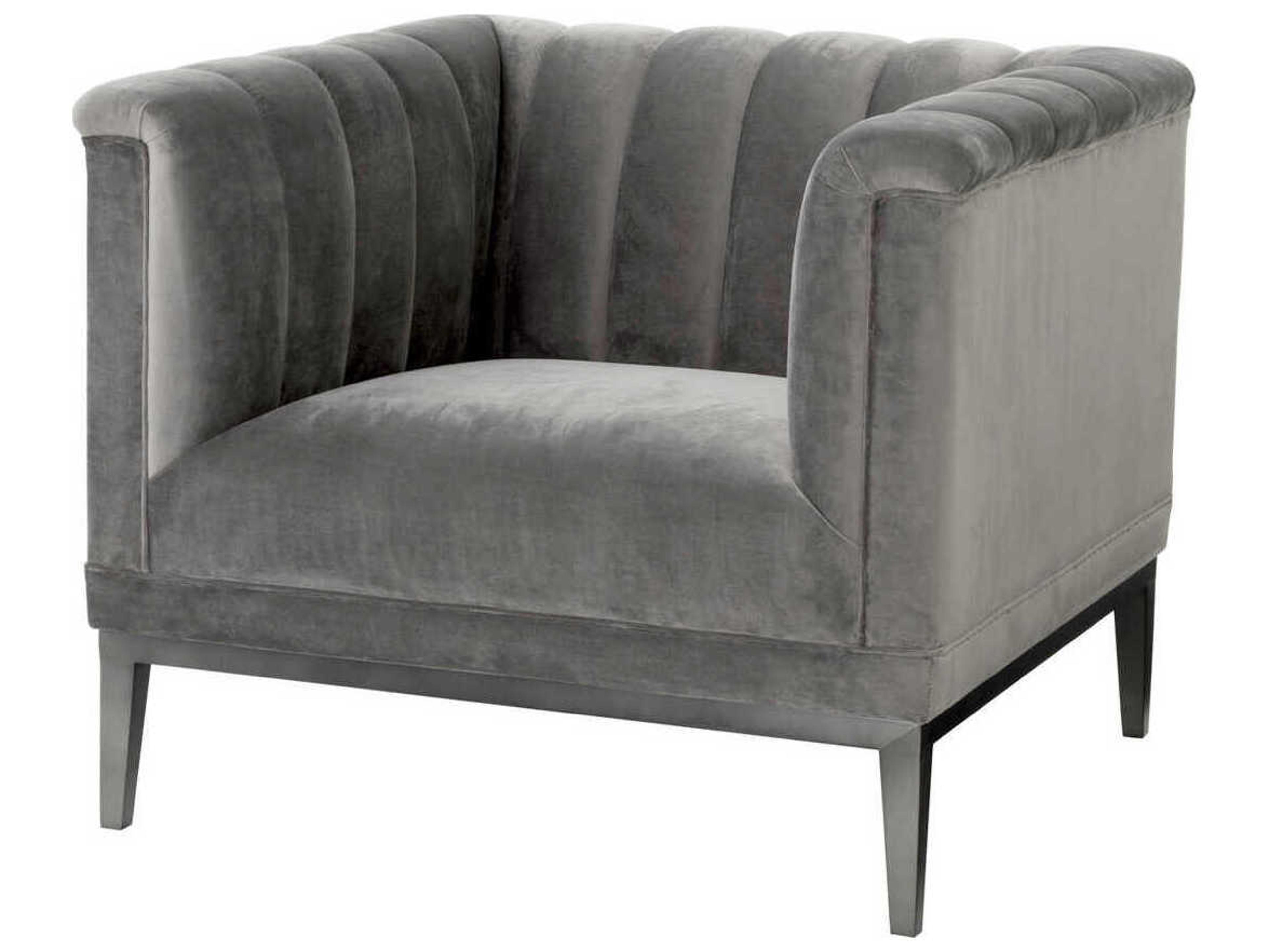 Eichholtz Raffles Gray Velvet Accent Chair
