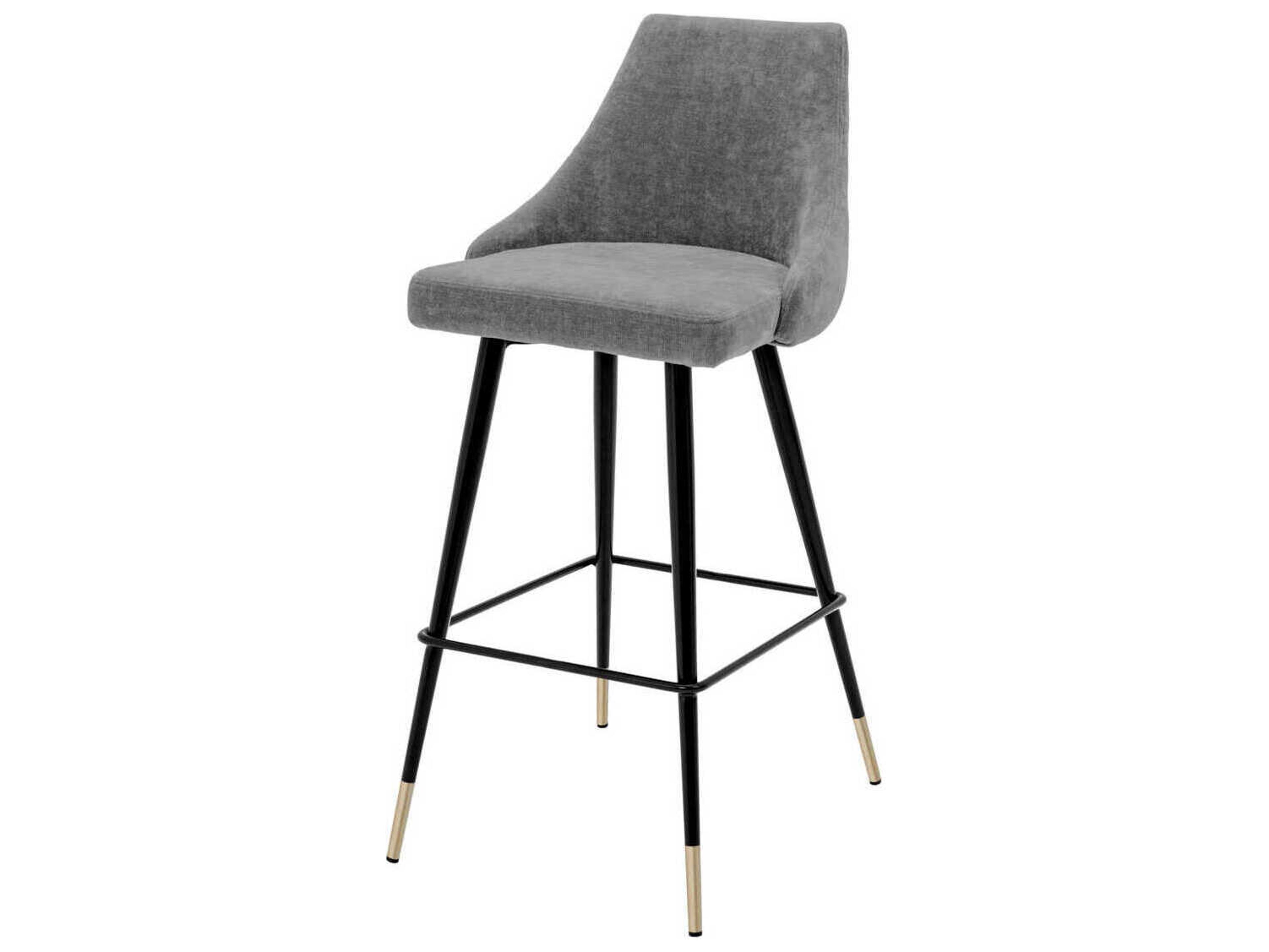 Eichholtz Cedro Clarck Grey Black & Brass Legs Upholstered Bar Stool