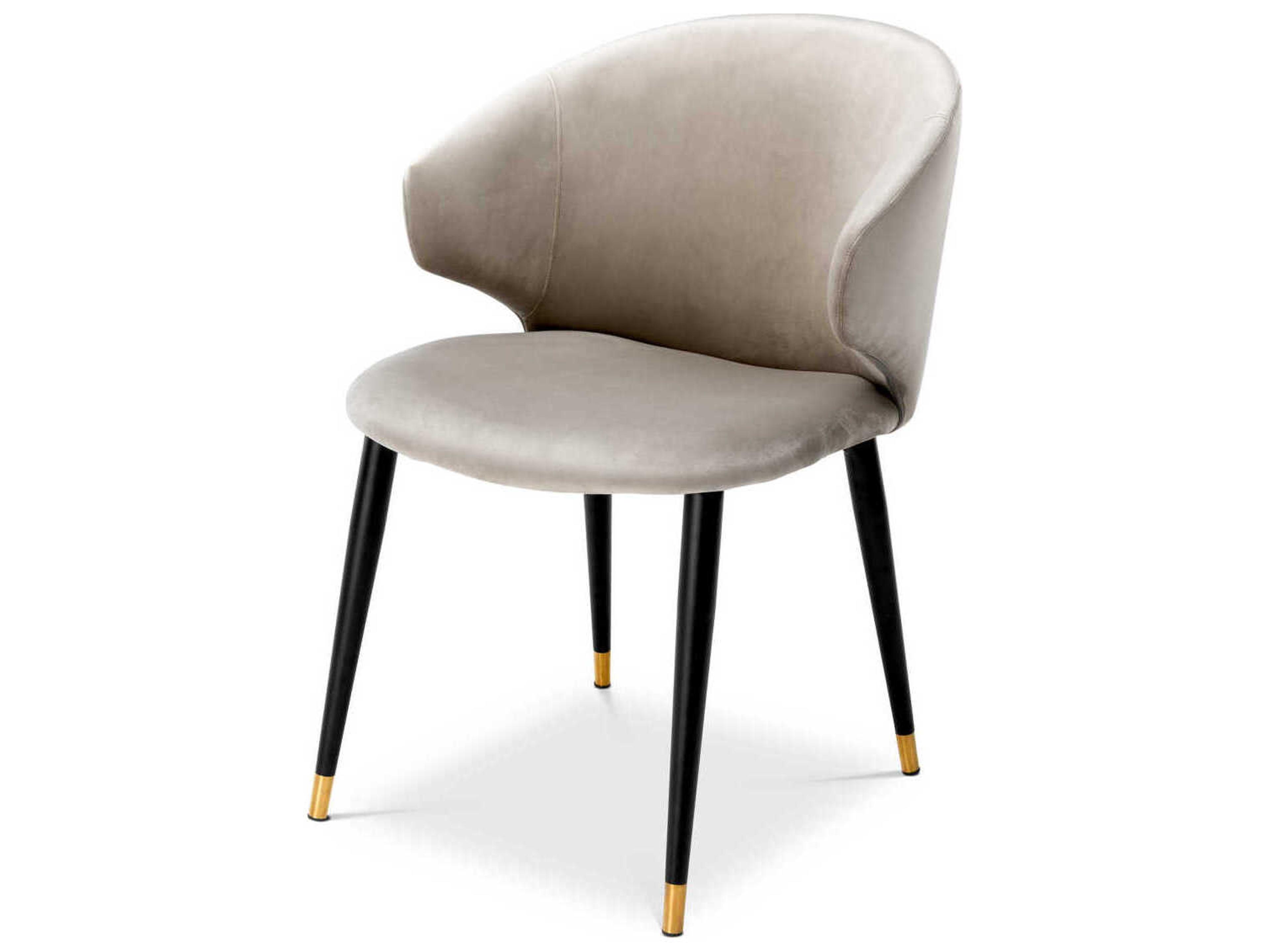 Eichholtz Volante Black Velvet Upholstered Arm Dining Chair